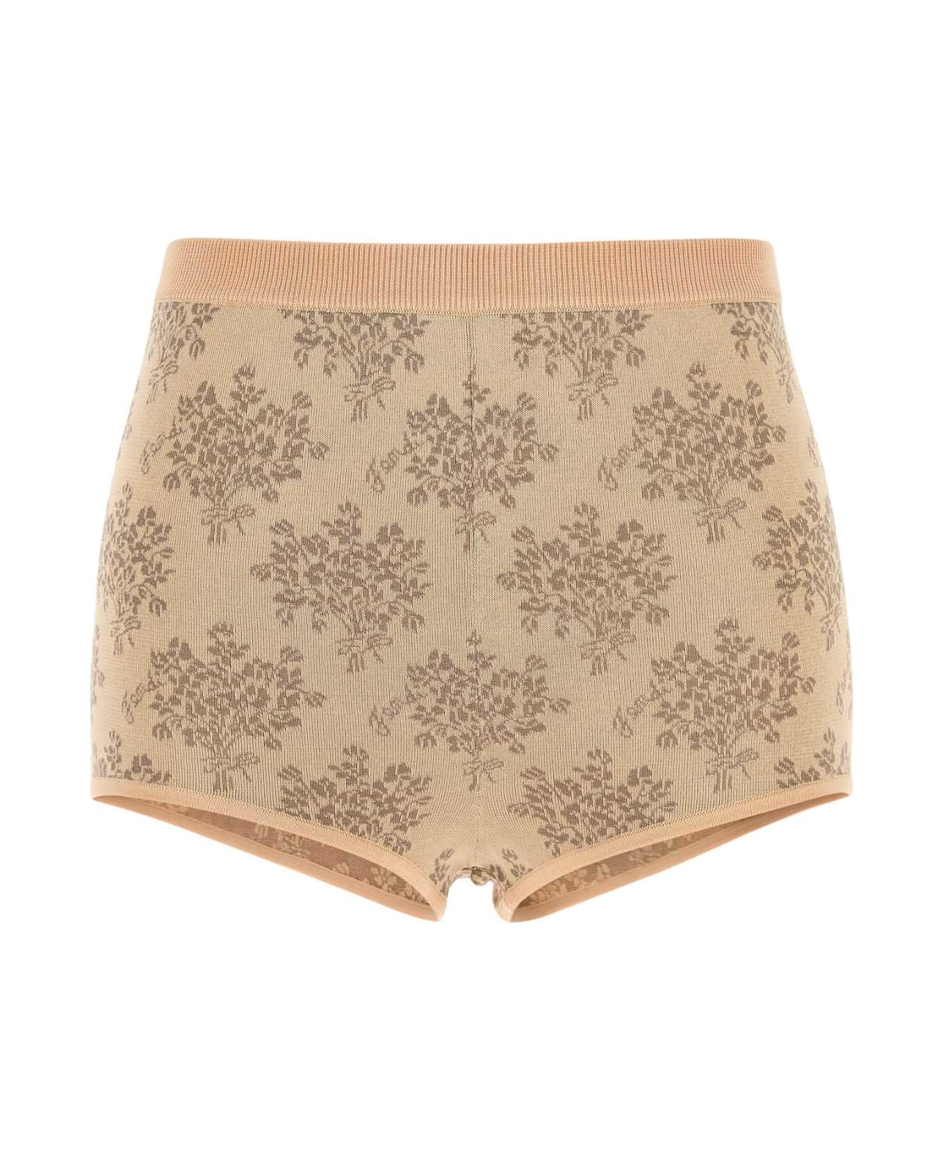 Fendi Embroidered Viscose Shorts - PEACH