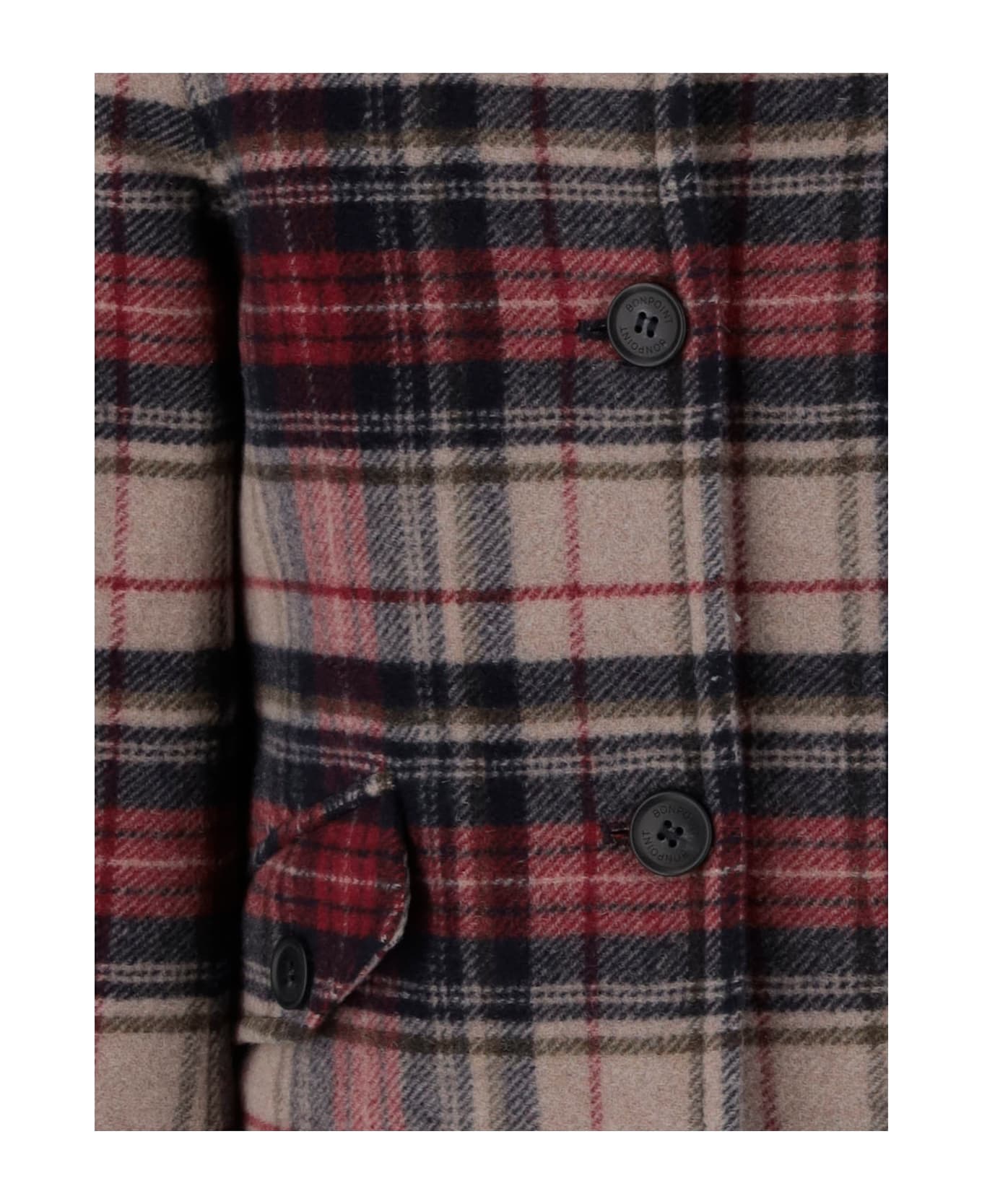 Bonpoint Wool Blend Coat With Check Pattern - Red