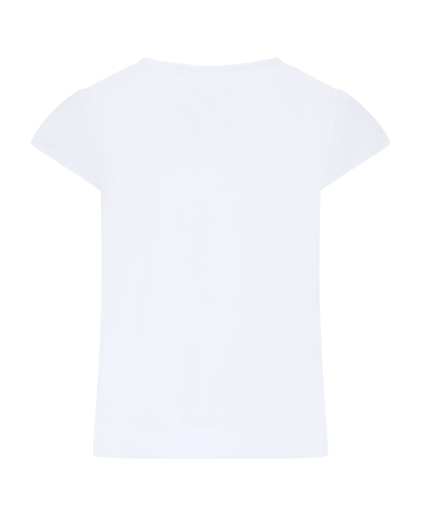 Monnalisa White T-shirt For Girl With Minnie - Bianco