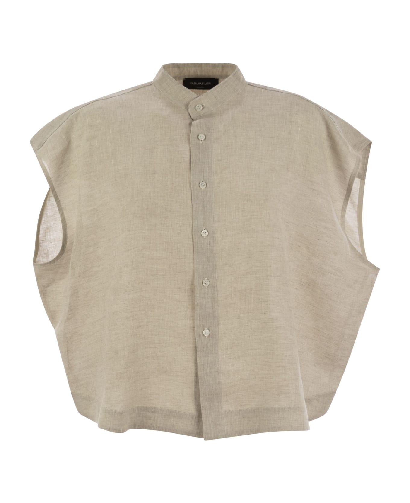 Fabiana Filippi Sleeveless Linen Shirt - GREIGE