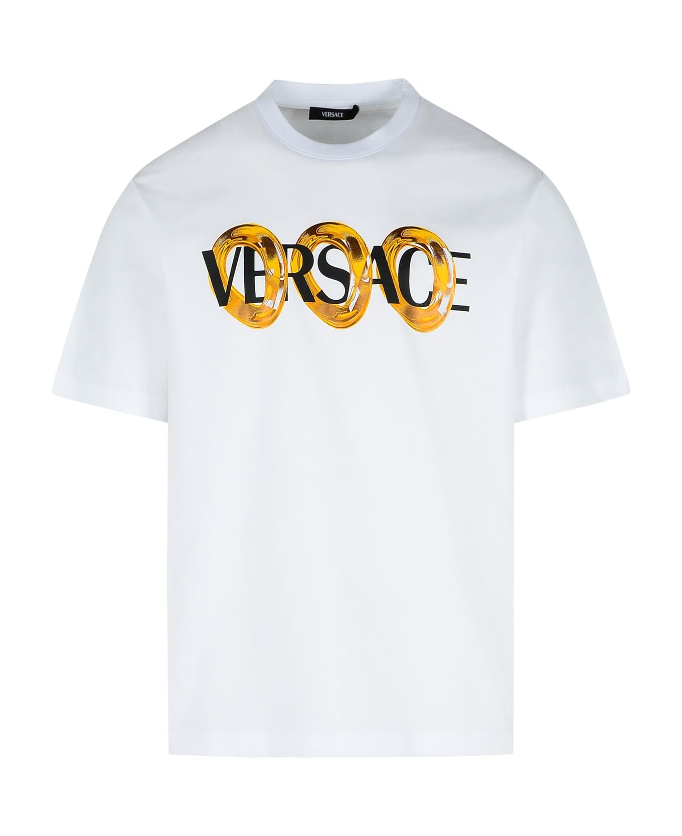 Versace White Cotton T-shirt - White + Print