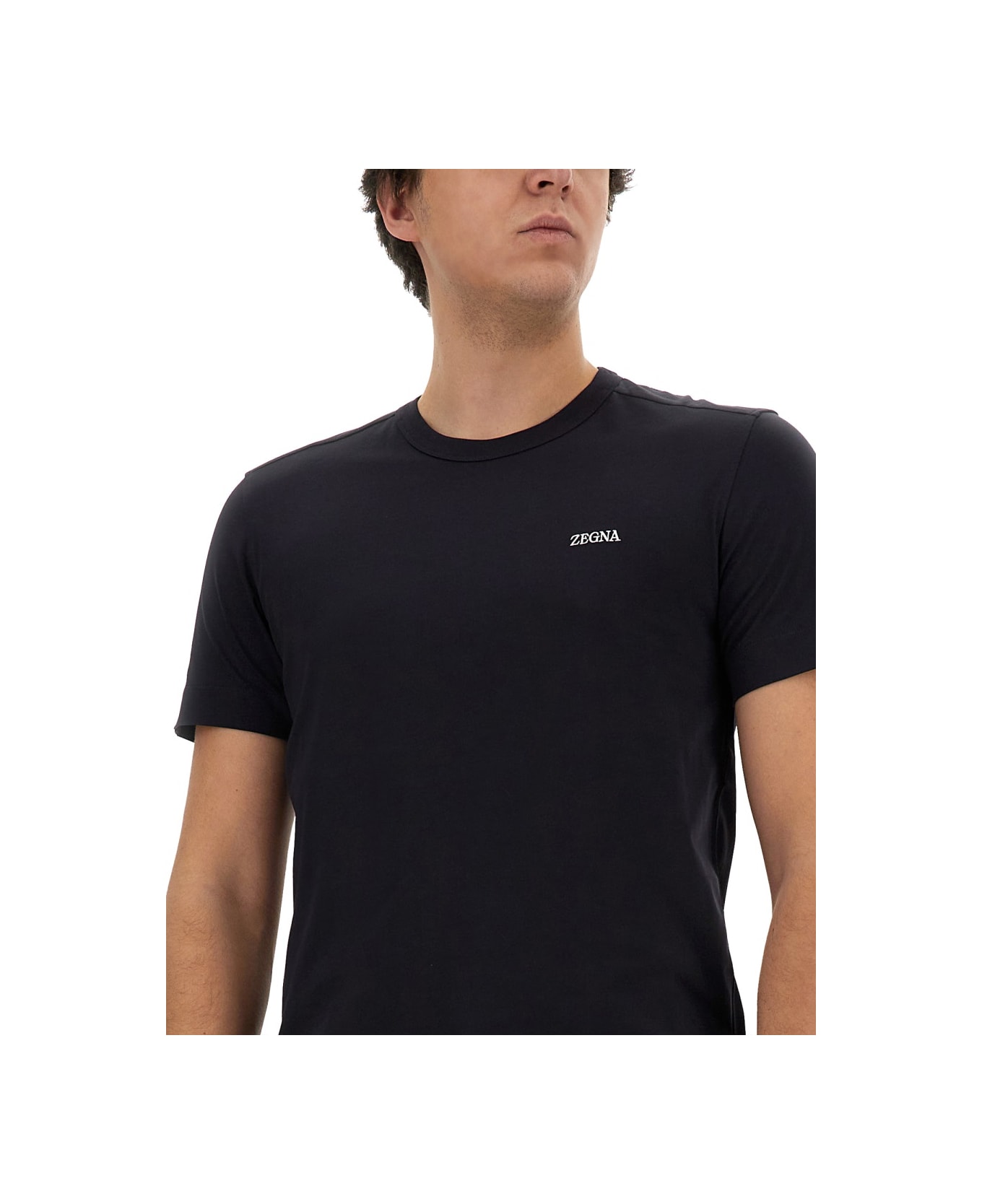 Zegna T-shirt With Logo - BLUE シャツ