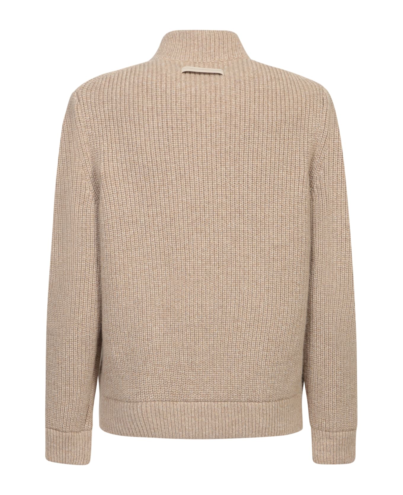 Zegna Beige Cashmere Zip Sweater - Beige