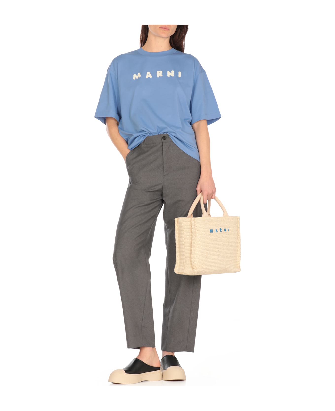 Marni Cerulean Blue Cotton T-shirt - Light Blue