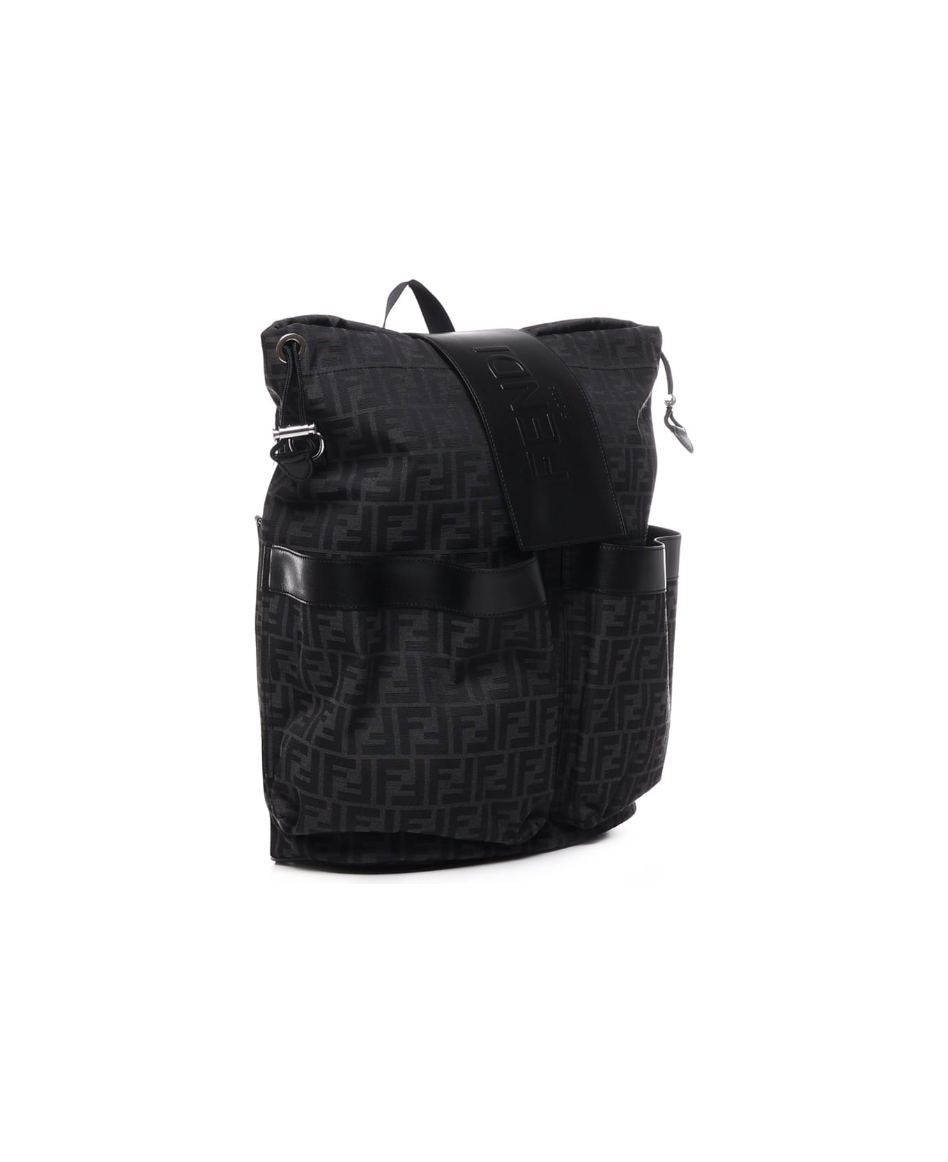 Fendi Logo Backpack In Nylon - Grey バックパック