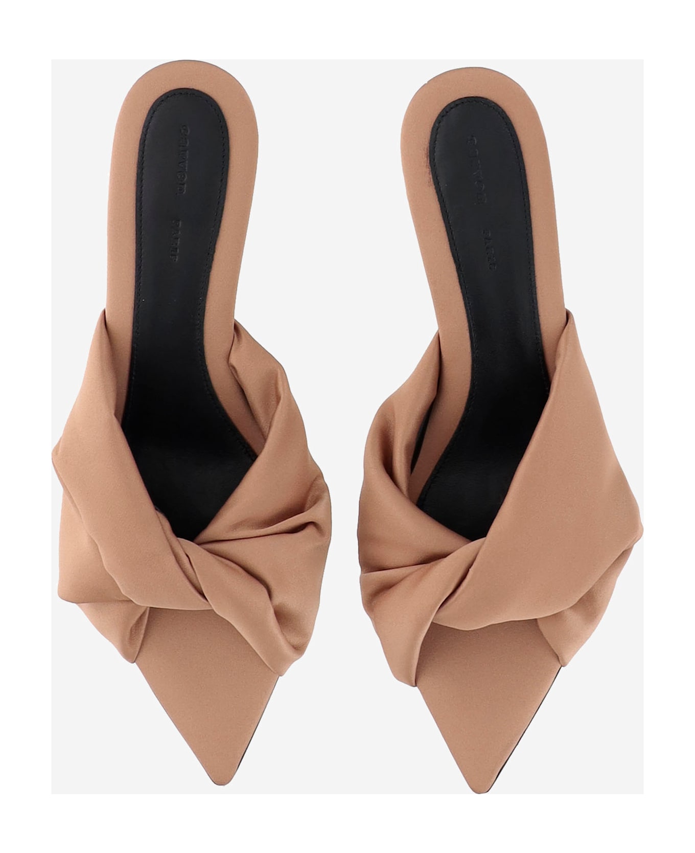 Carven Satin Heeled Sandals - Beige