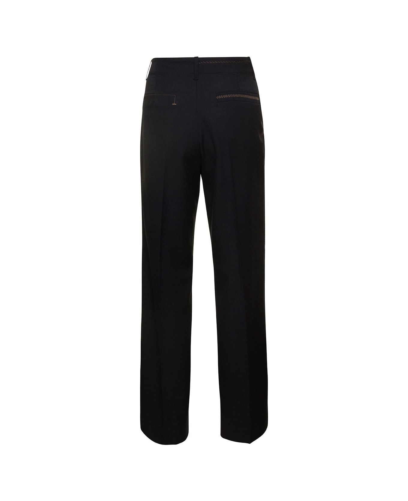 Jacquemus 'le Pantalon Cordao' Black Pants With Pressed Pleats In Wool Woman - Black