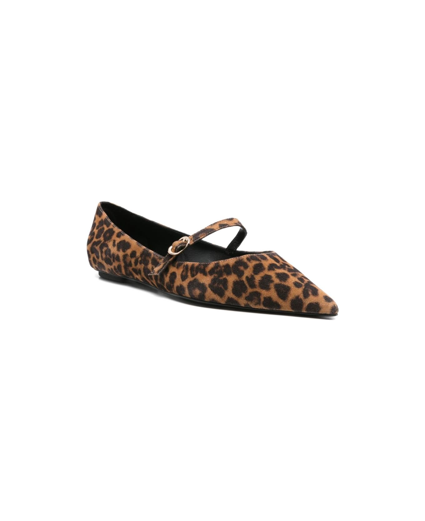Stuart Weitzman Brown Leopard Print Ballerina Flat - Brown フラットシューズ