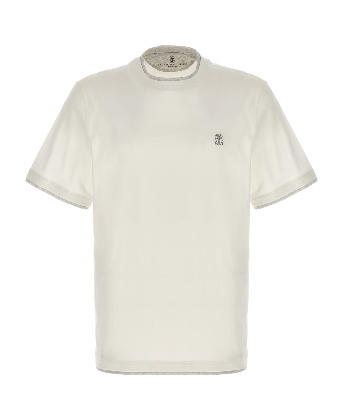 Brunello Cucinelli Logo-embroidered Crewneck T-shirt - White シャツ