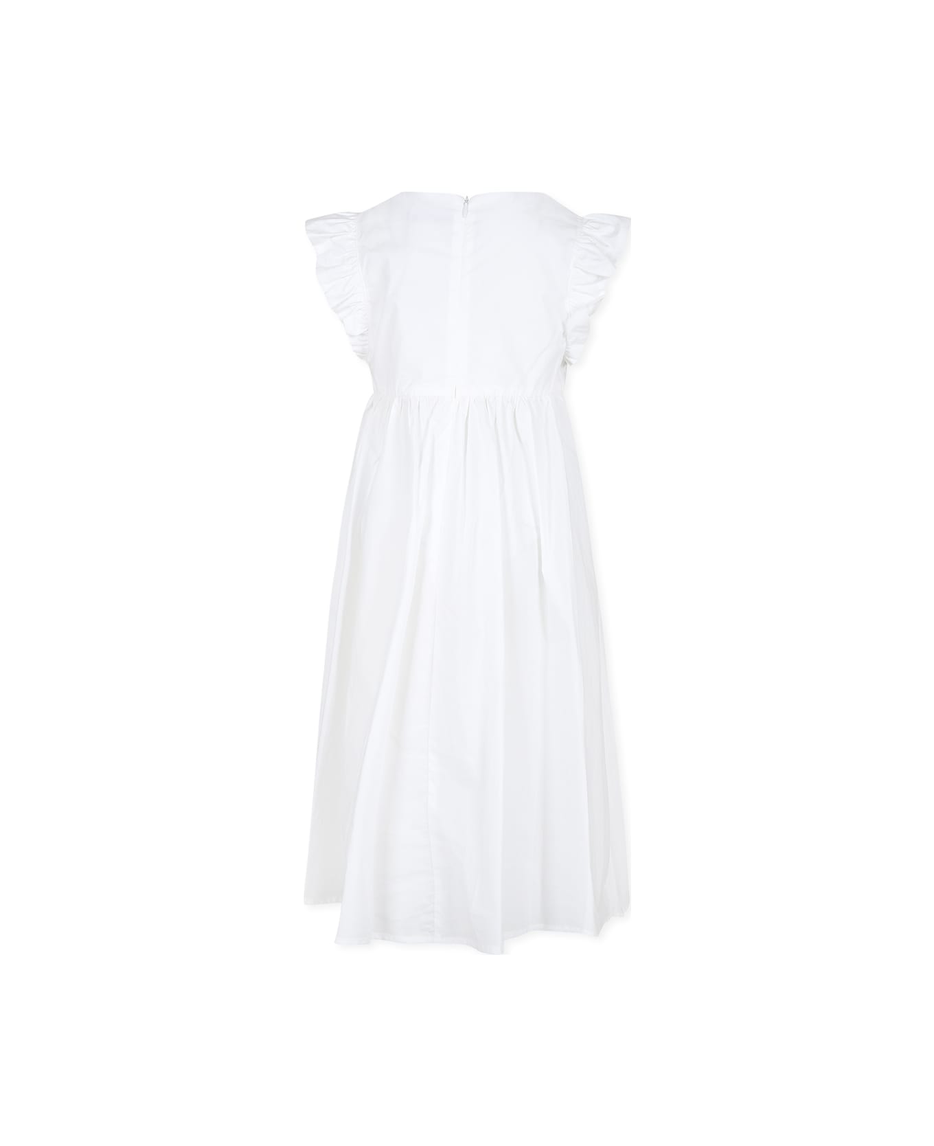 Moschino White Dress For Girl With Logo And Heart - White ワンピース＆ドレス