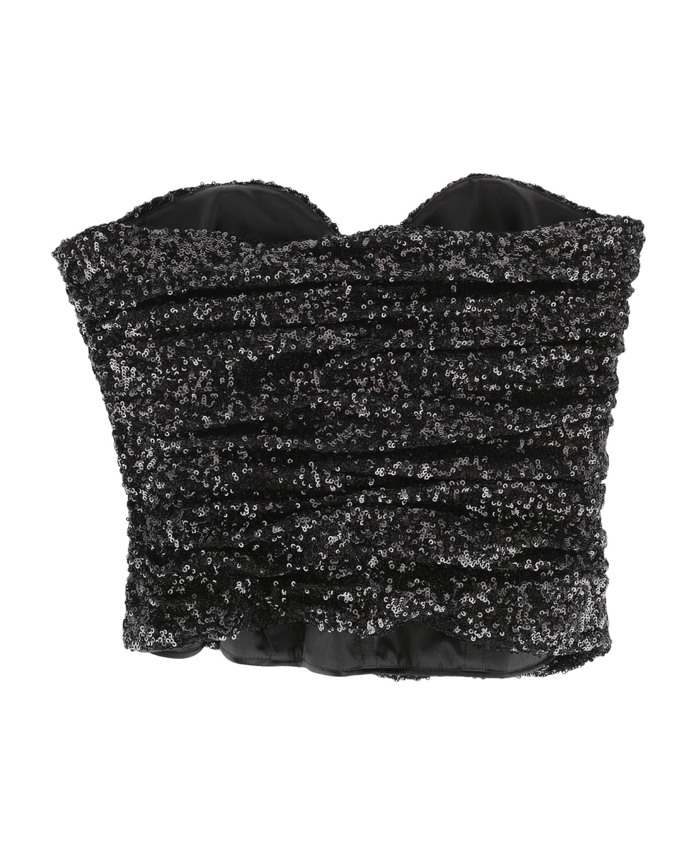 Saint Laurent Sequinned Strapless Top - BLACK