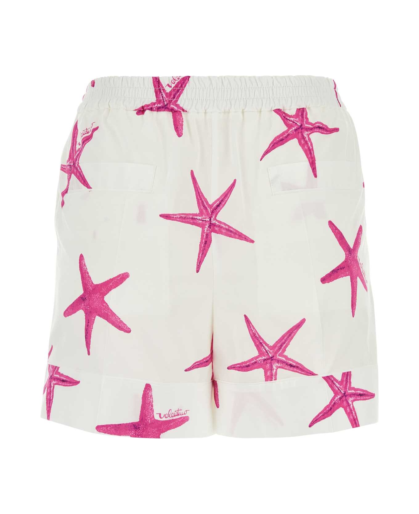 Valentino Garavani Printed Poplin Valentino Garavani Escape Shorts - AVORIOPINKPP