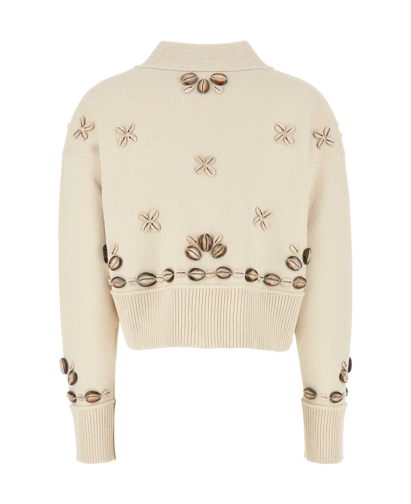 Alanui Ivory Silk Blend Oversize Ocean Dream Cardigan - CHALK