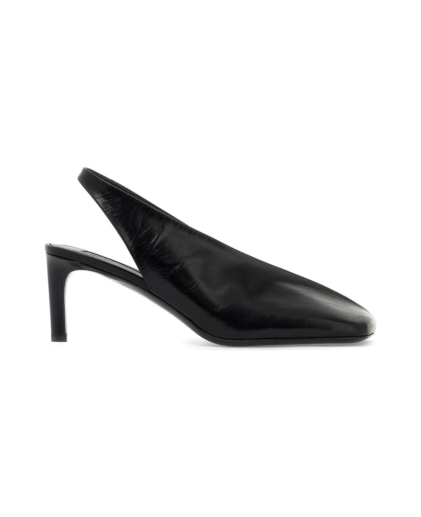 Jil Sander Shiny Leather Slingback Pumps - BLACK (Black)