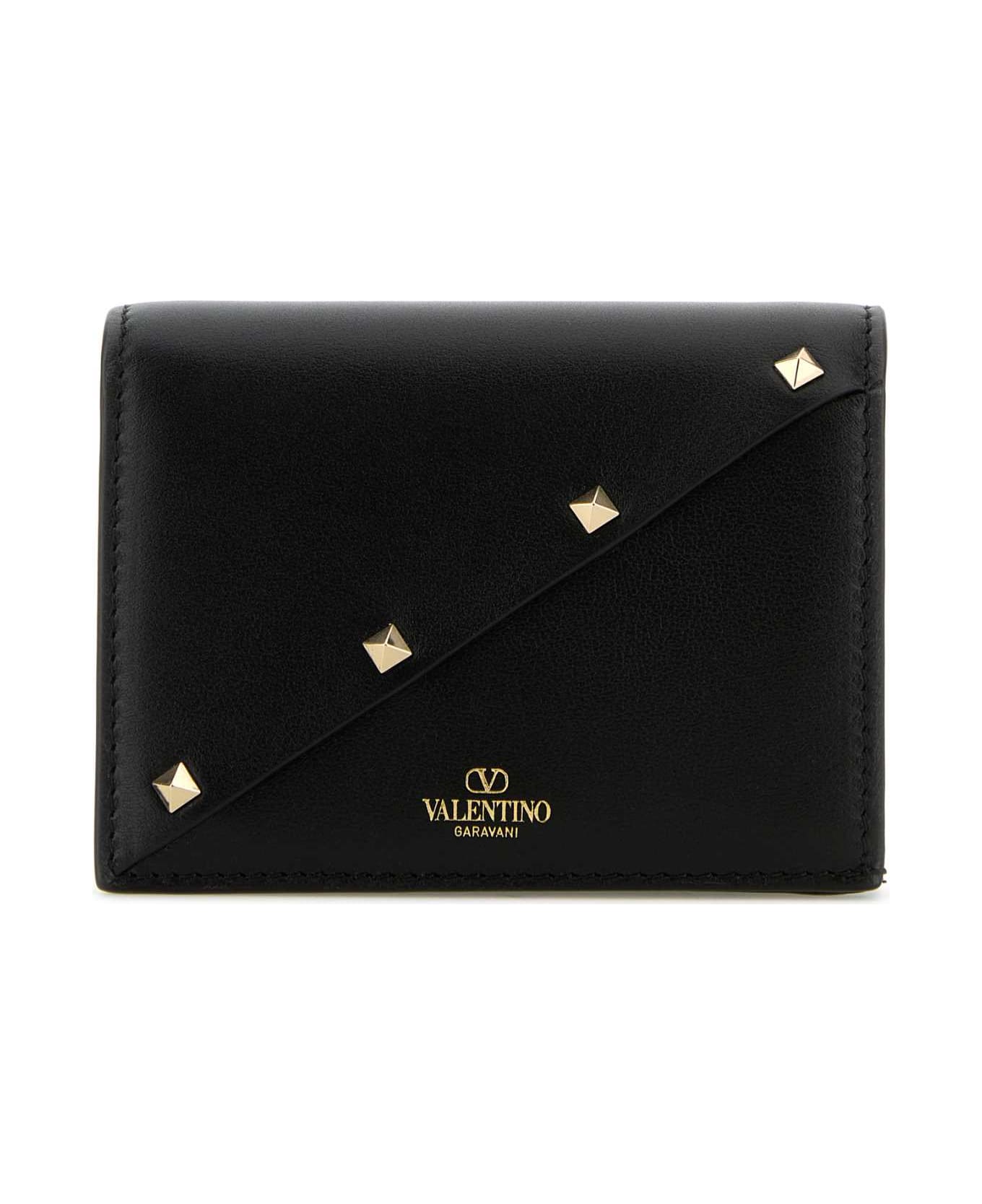 Valentino Garavani Black Leather Rockstud Wallet - NERO