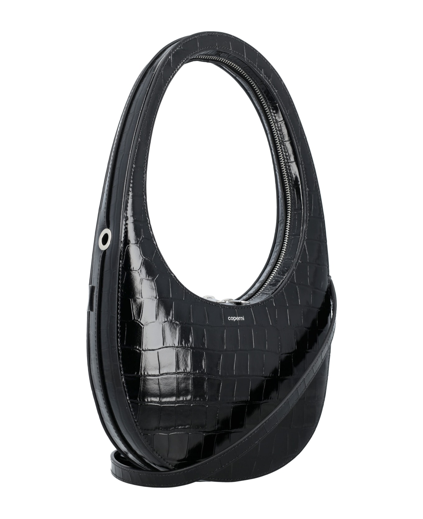 Coperni Embossed Croco Swipe Bag - BLACK