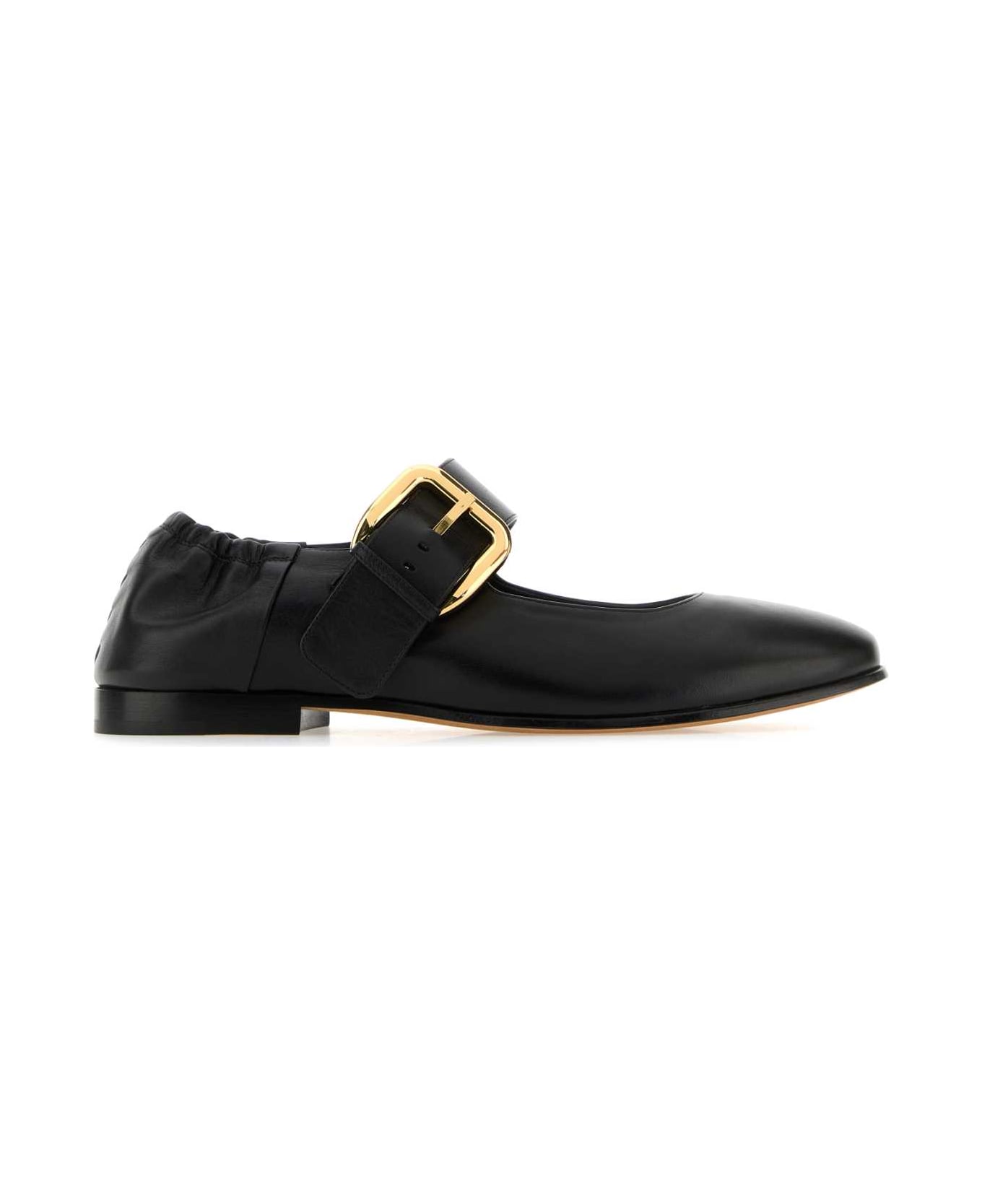 Bottega Veneta Black Leather Mary Jane Astaire Ballerinas - Black