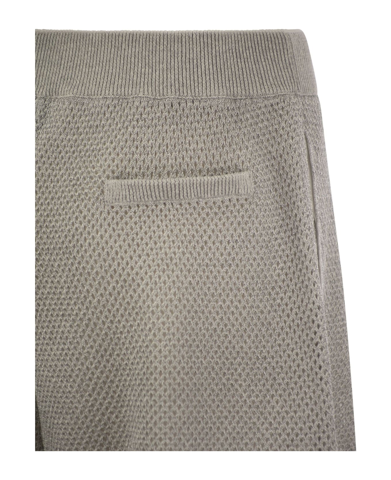 Brunello Cucinelli Sparkling Net Knit Cotton Shorts - Fog