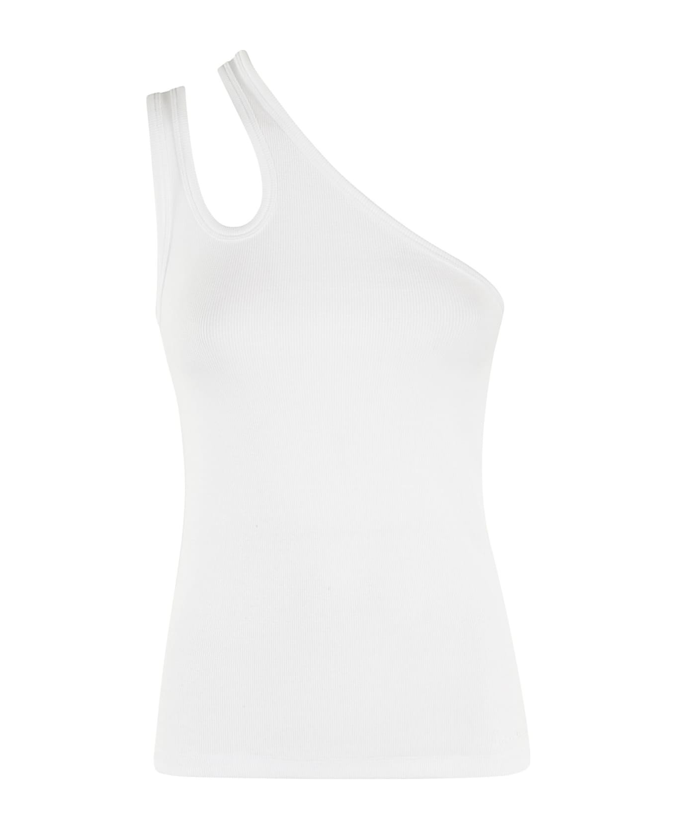 REMAIN Birger Christensen Jersey One Shoulder Top - Bright White 