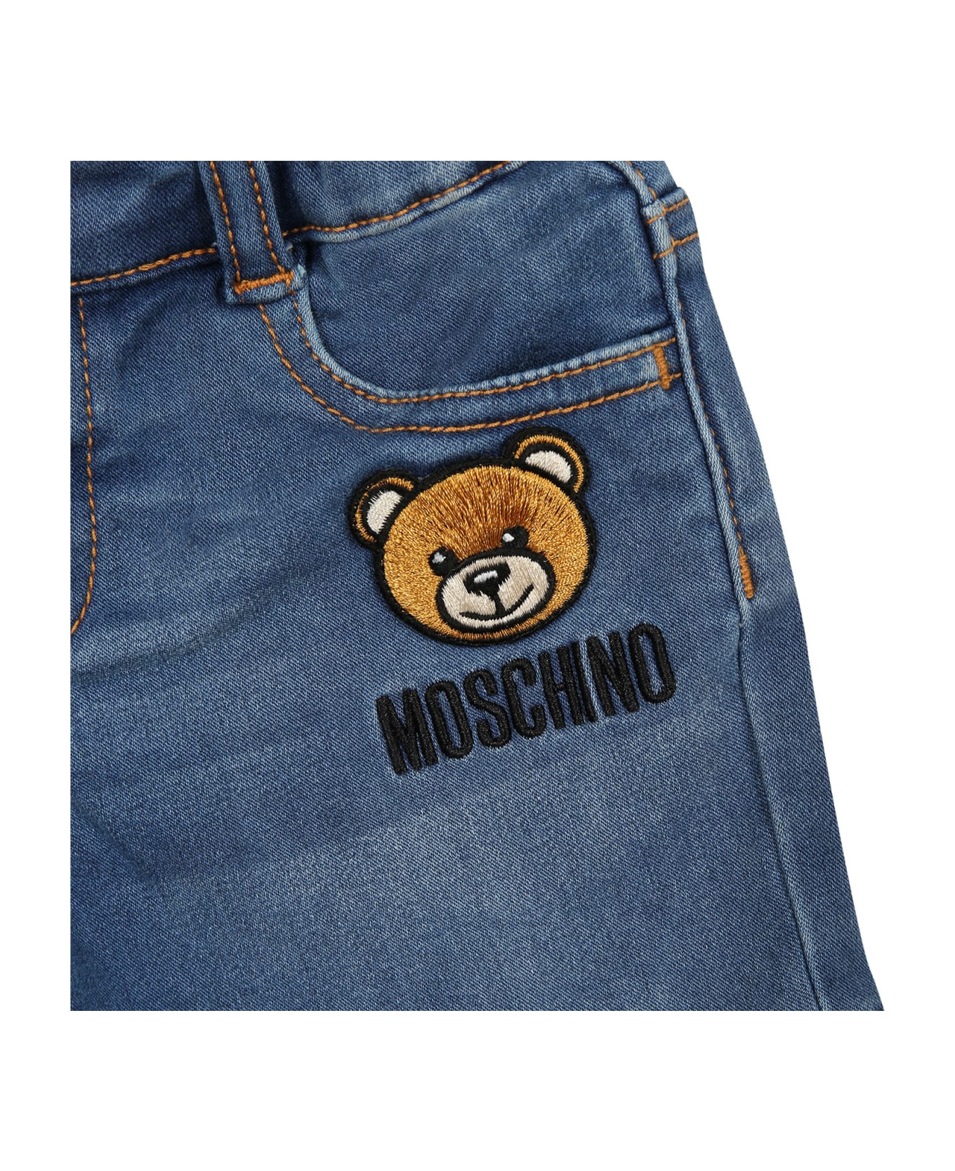 Moschino Denim Shorts For Baby Boy With Teddy Bear - Denim