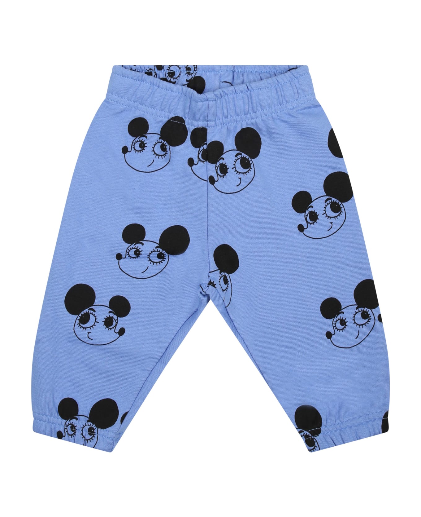 Mini Rodini Light Blue Trousers For Baby Boy With Mice - Light Blue