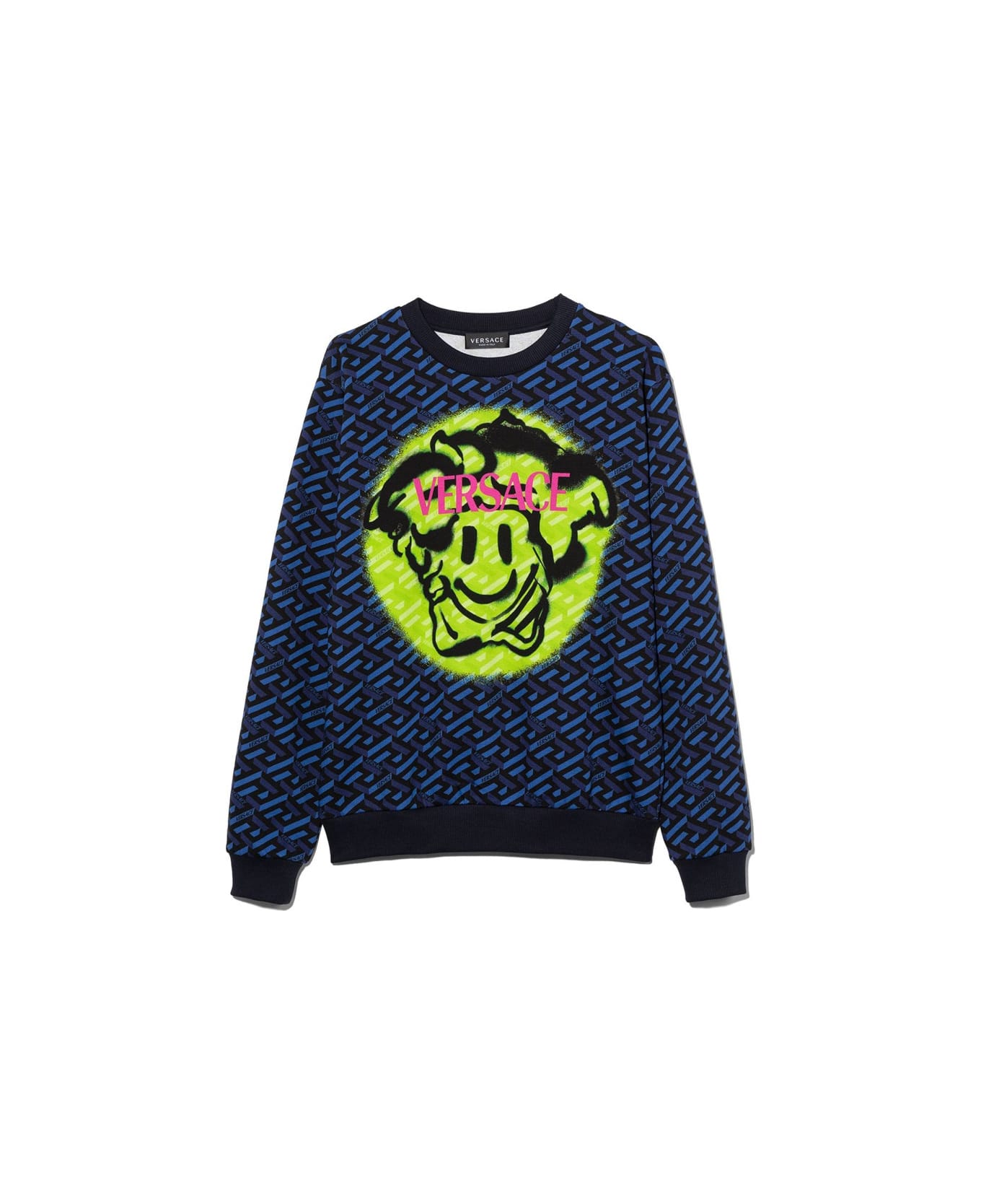 Versace Sweatshirt Monogram Emoji Medusa - BLUE