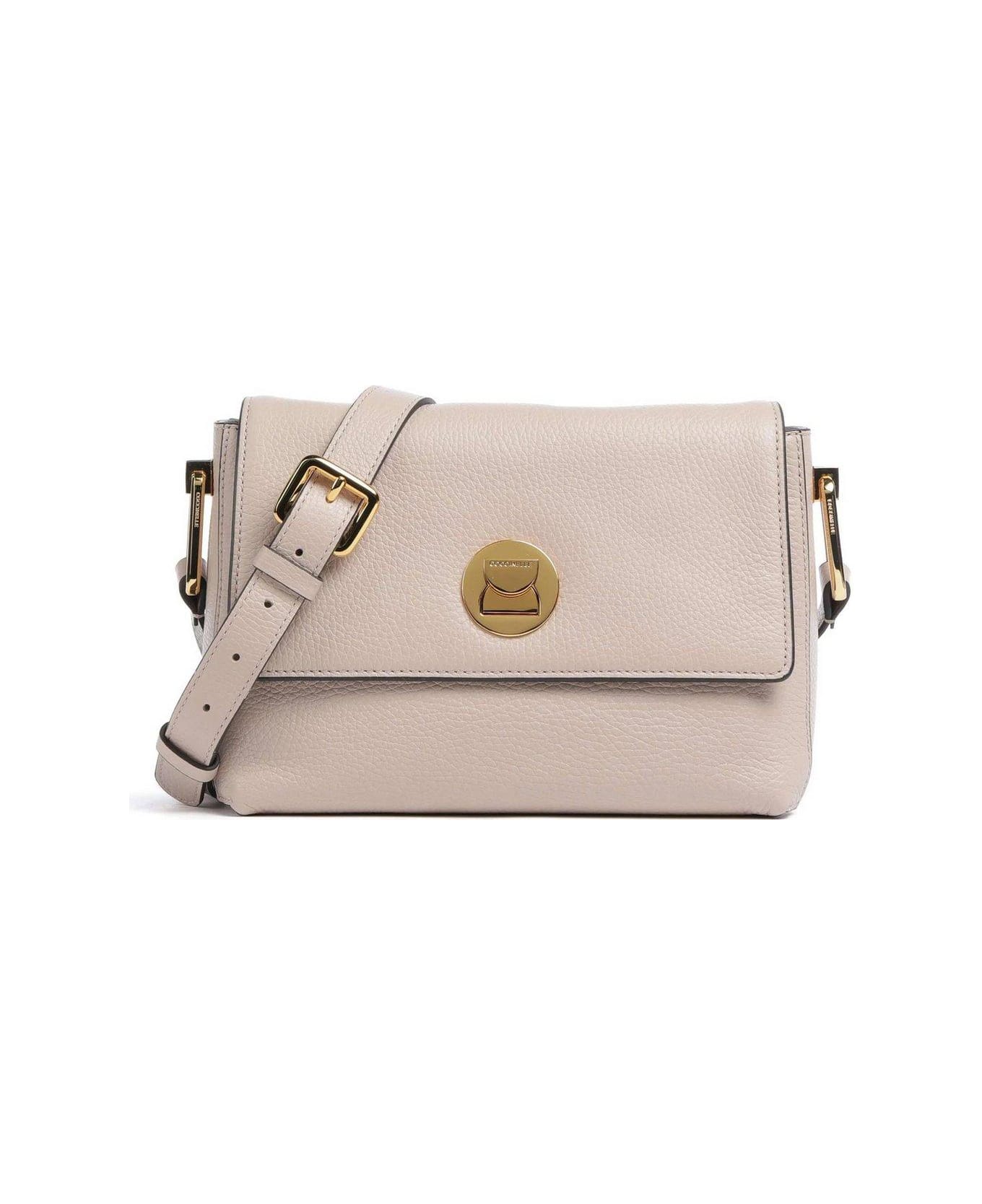 Coccinelle Logo-engraved Foldover Top Crossbody Bag - Rosette/Warm T.