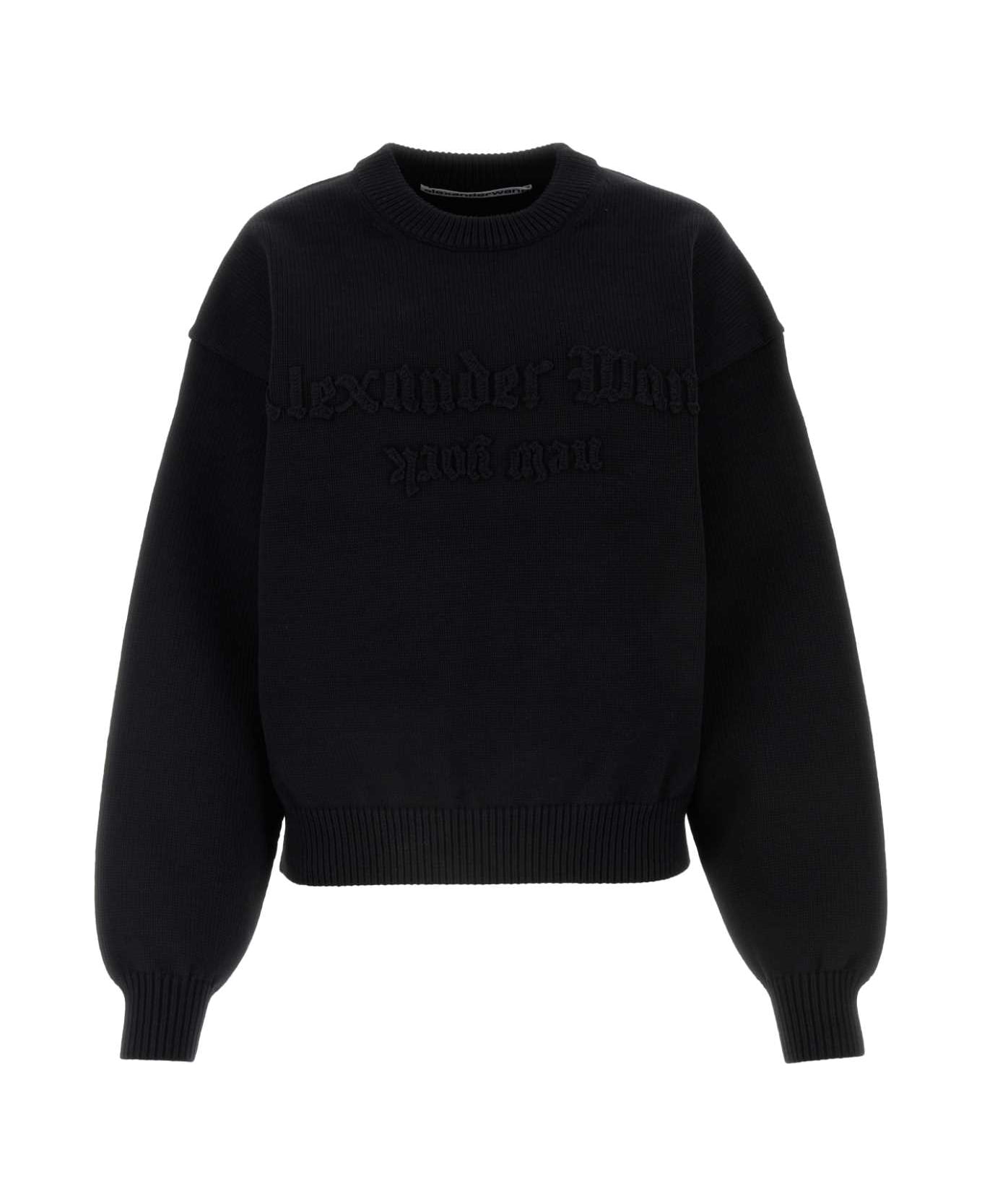 Alexander Wang Black Stretch Cotton Blend Sweater - BLACK