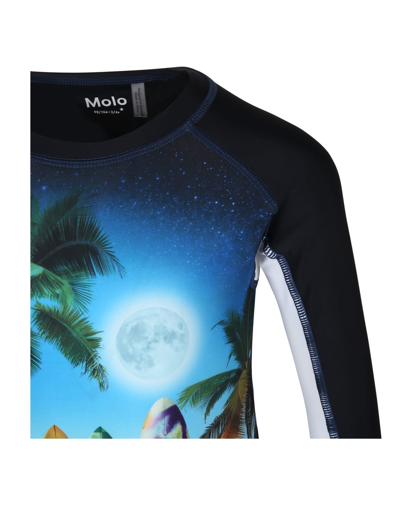 Molo Black T-shirt For Boy With Surfboard Print - Black