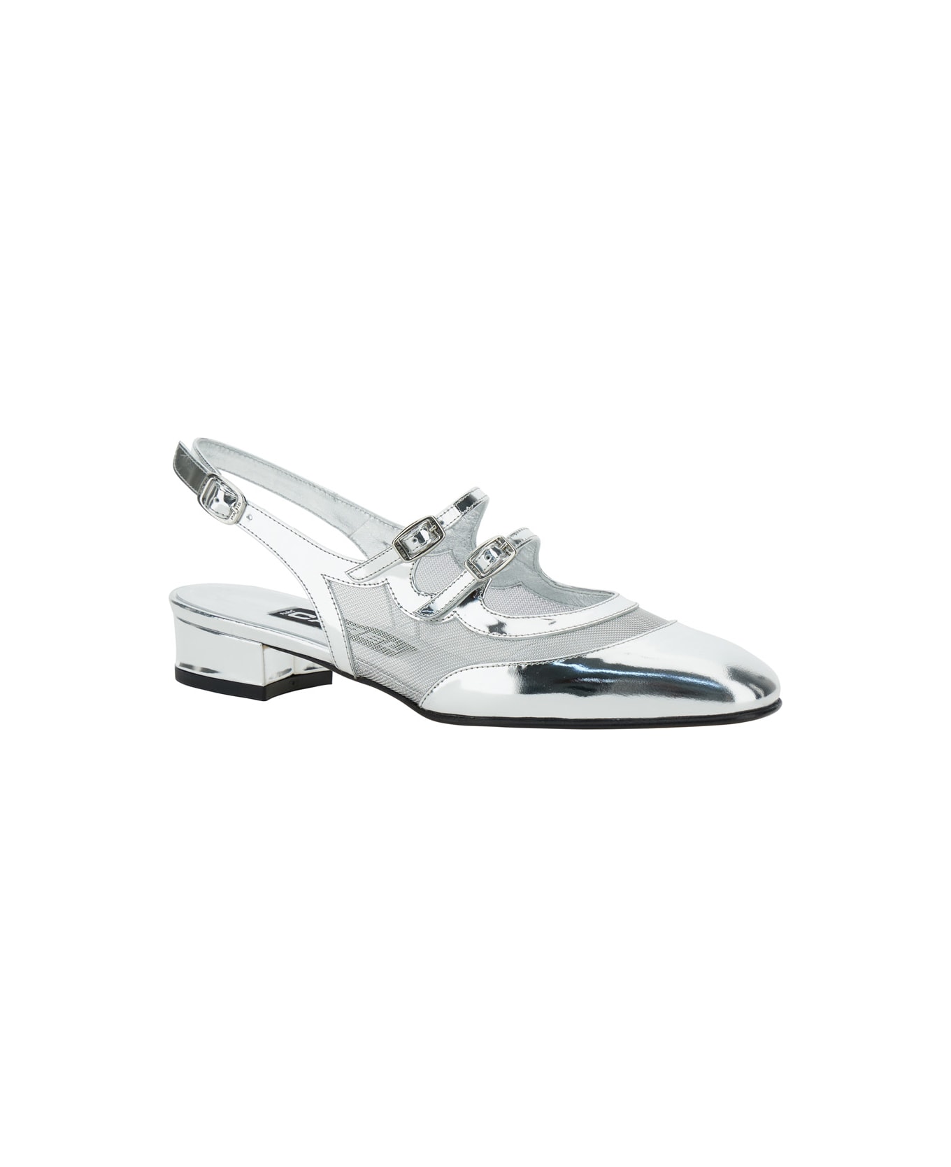 Carel Silver Mary Jane With Straps In Patent Leather Woman - Metallic フラットシューズ