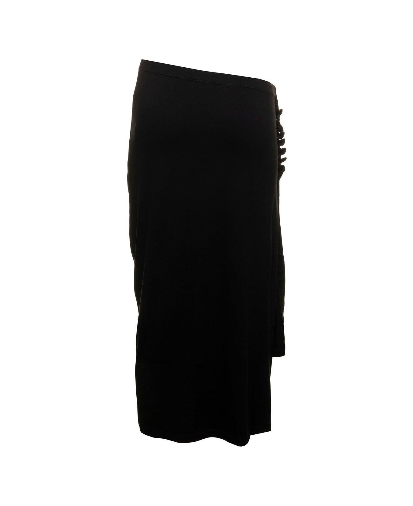 Paco Rabanne Asymmetric High Waist Midi Skirt - Black