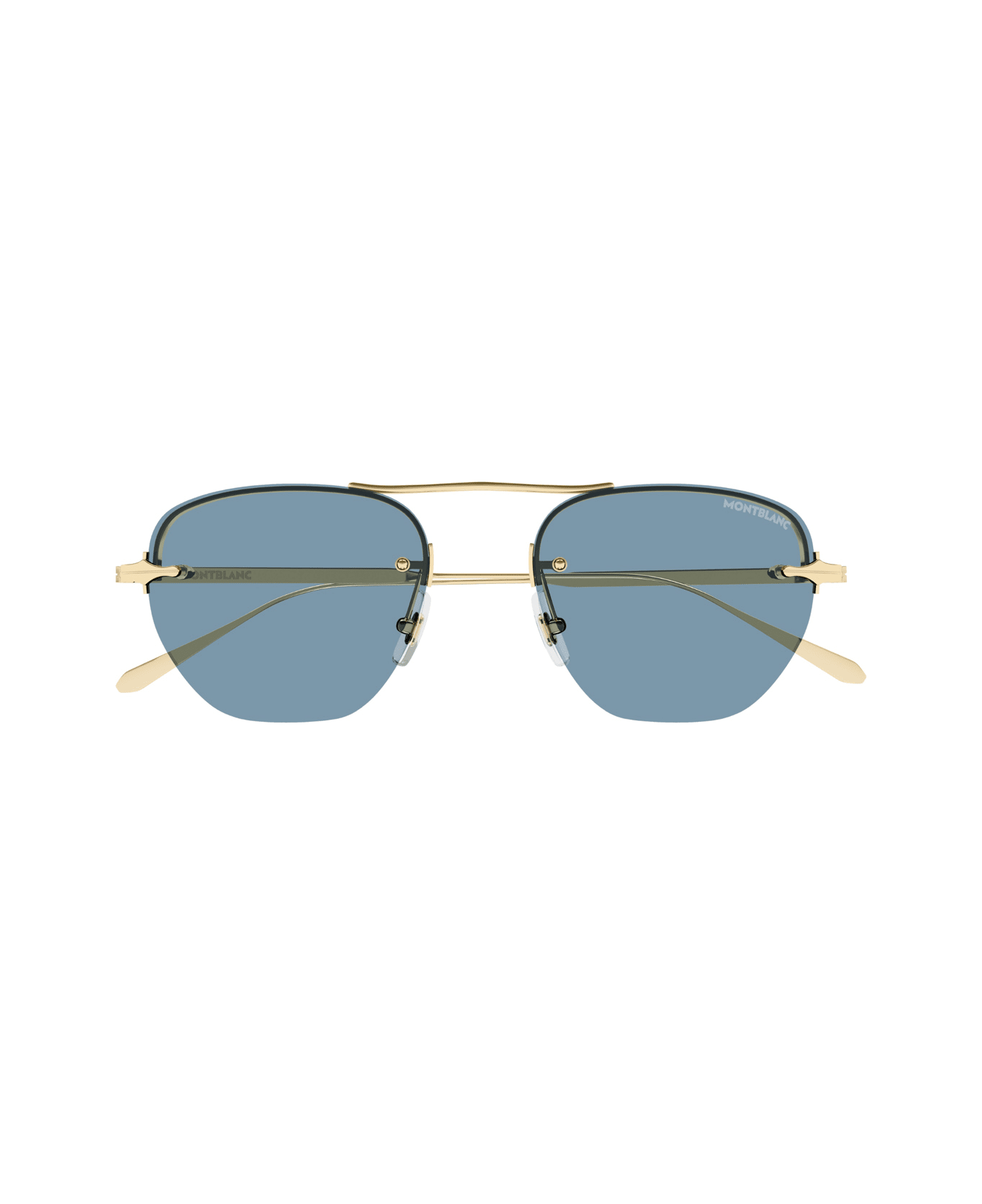 Montblanc Mb0404s Linea Nib 004 Gold Blue Sunglasses - Oro