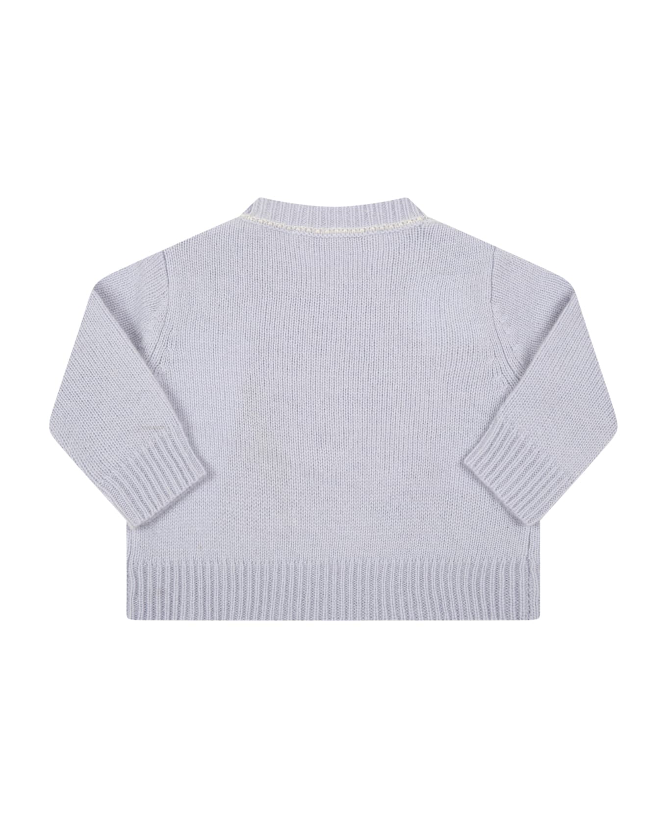 Marni Light Blue Sweater For Baby Kids With Logo - Light Blue