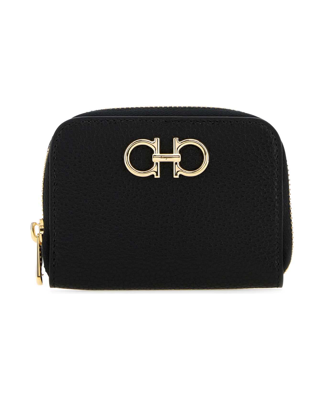 Ferragamo Black Leather Coin Case - NERO