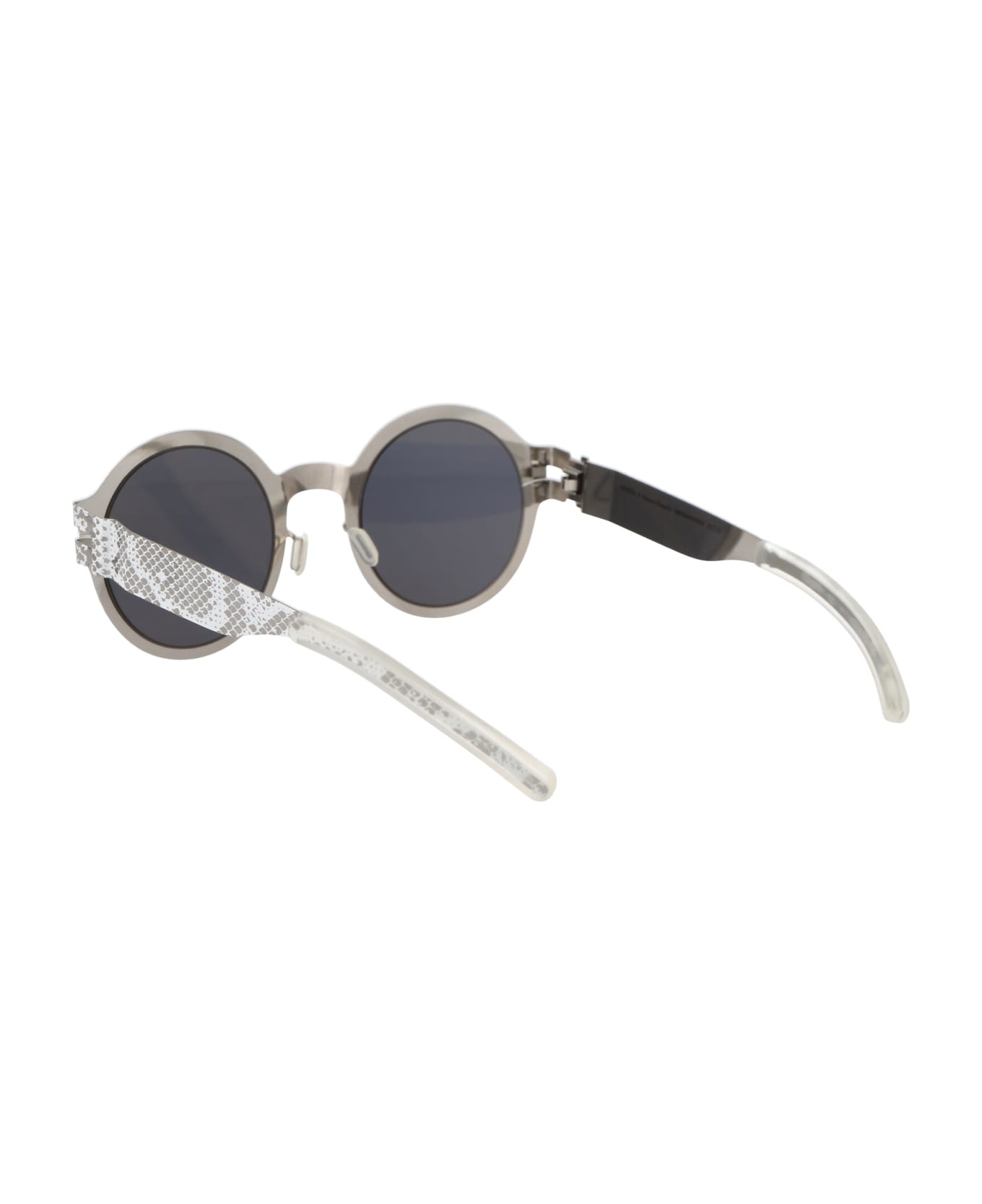 Mykita Mmtransfer003 Sunglasses - 241 Silver White Python Dark Grey Solid