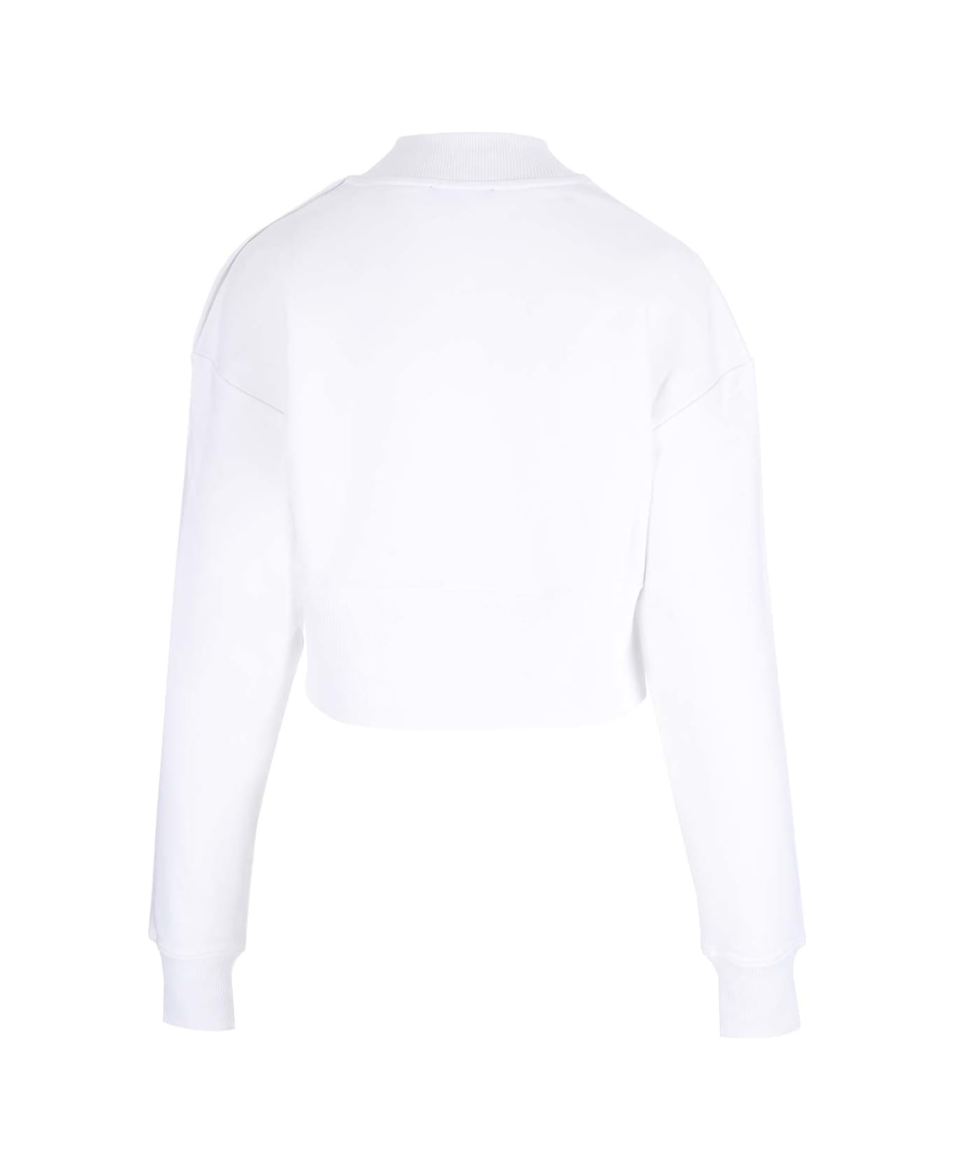 Balmain Cotton Crop Sweatshirt With Logo - White