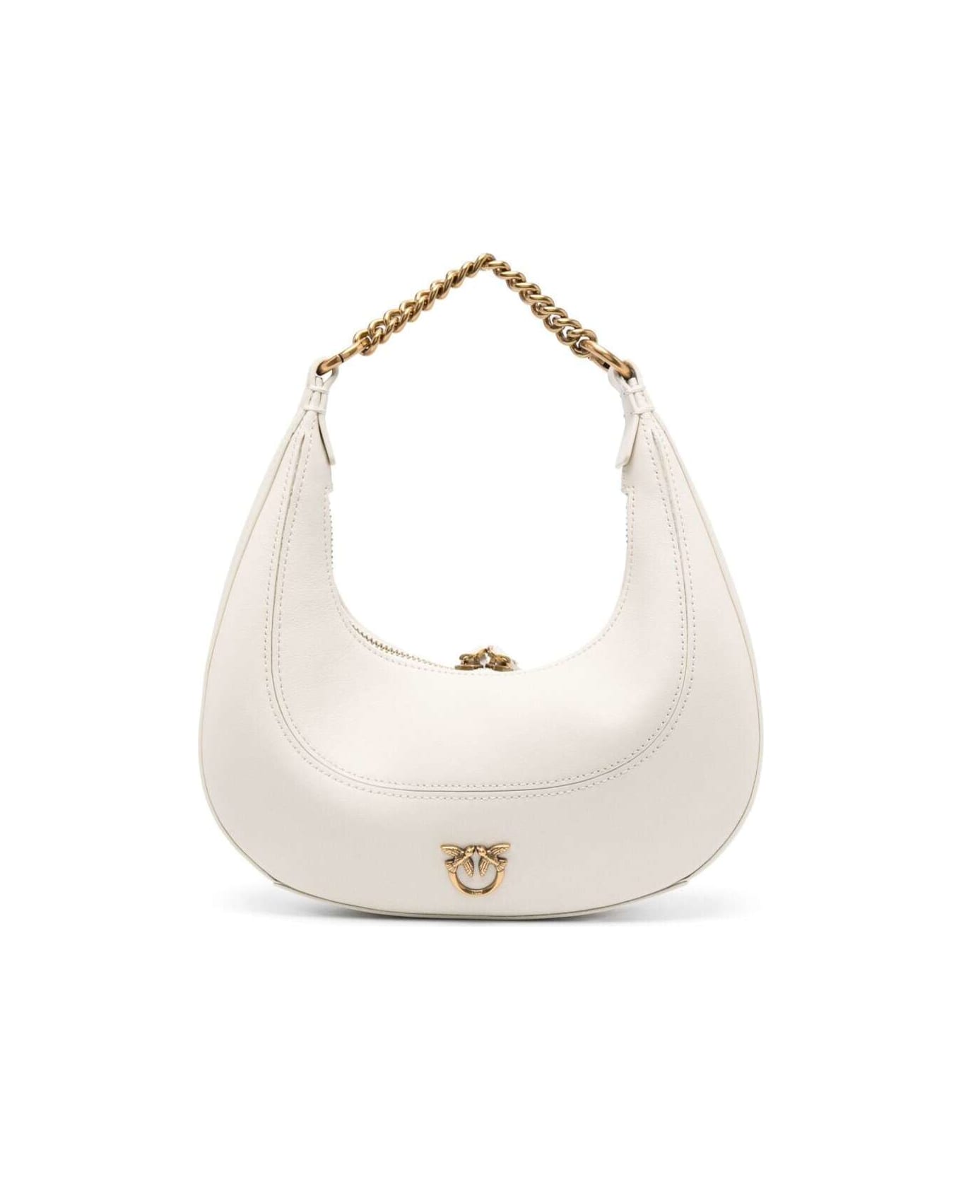 Pinko White 'hobo' Hand Bag With Aged-gold Details In Leather Woman - White トートバッグ