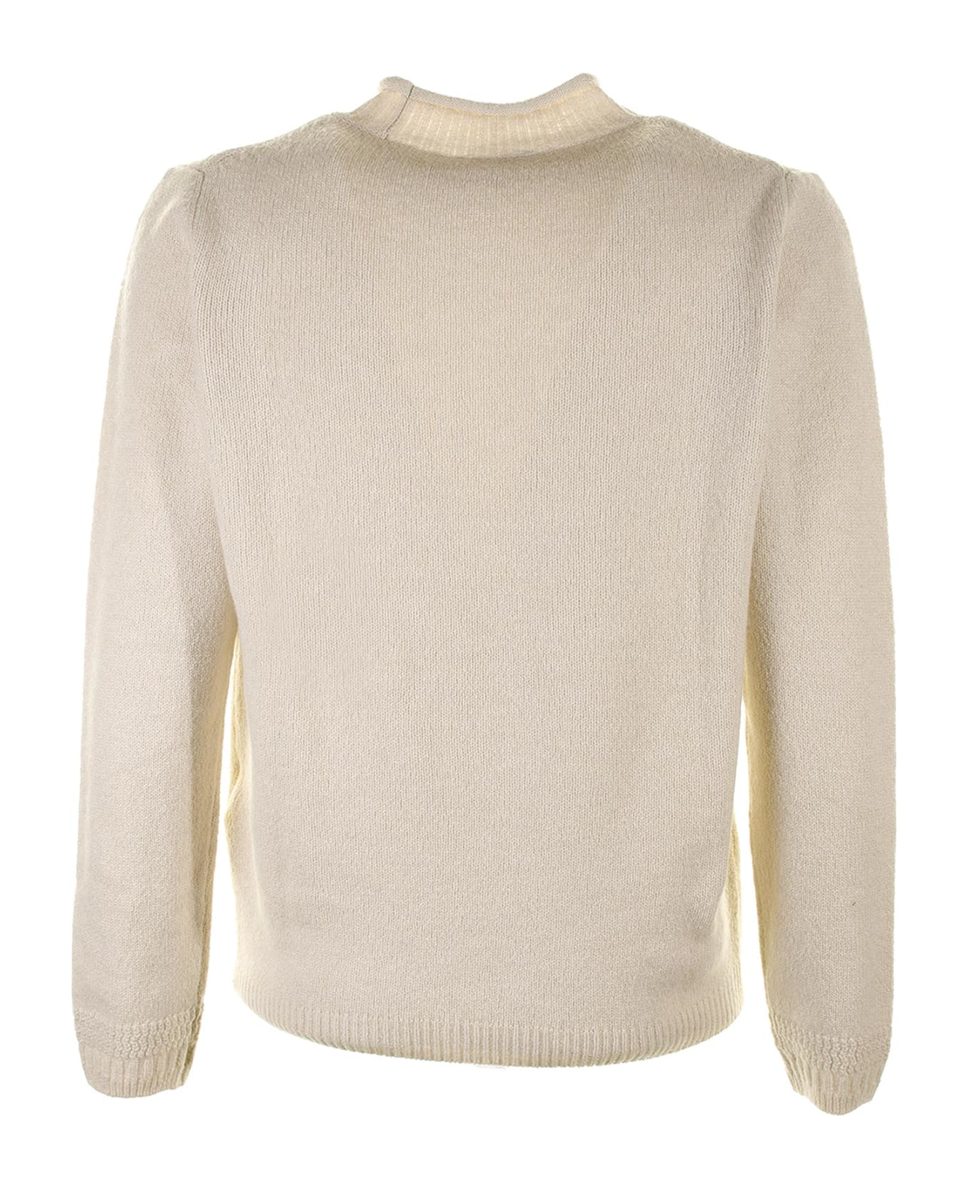 Seventy Cream Sweater With Collar - PANNA