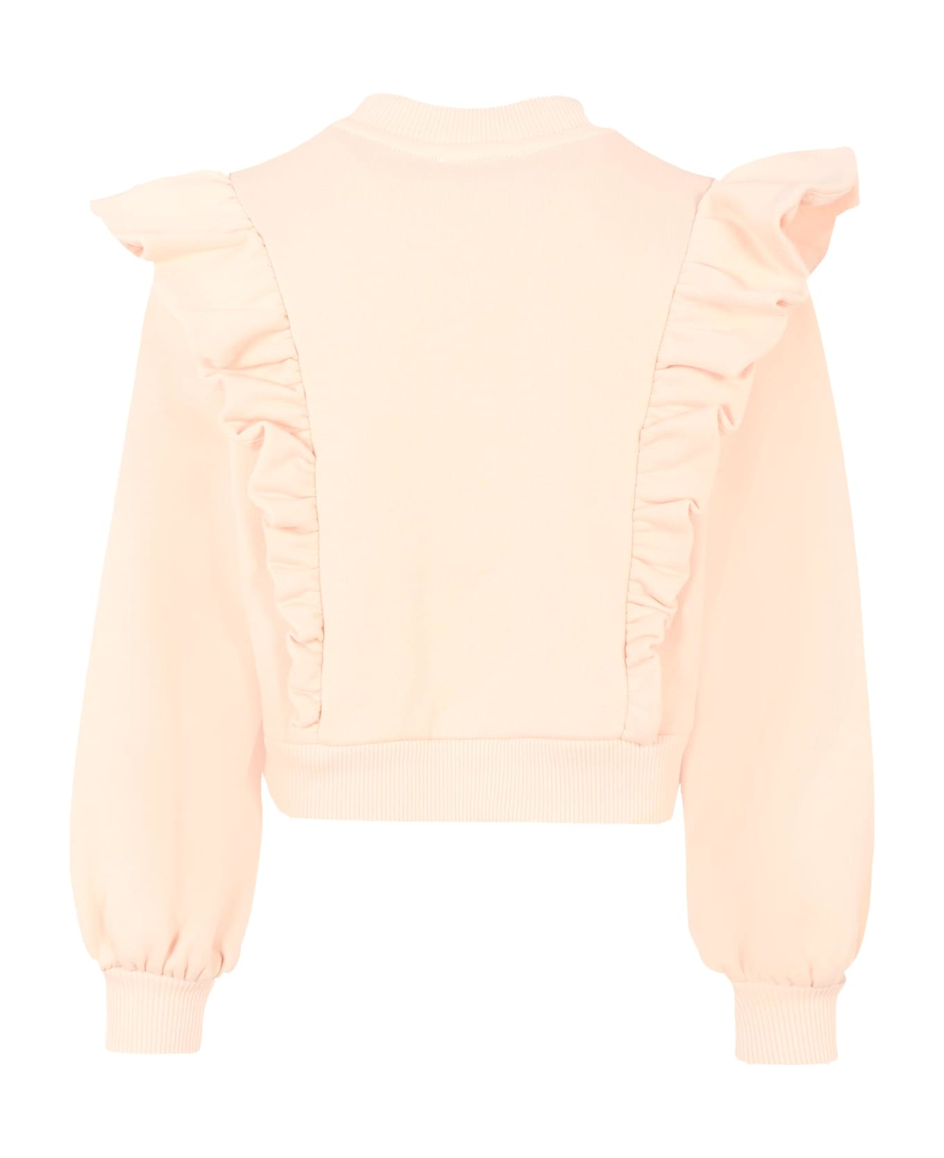 Dolce 
Gabbana Pink Crop Sweatshirt For Girl With Logo - Pink