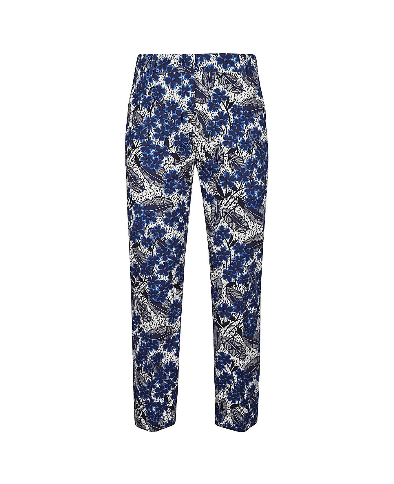Weekend Max Mara Floral Printed Cropped Trousers - Bluette