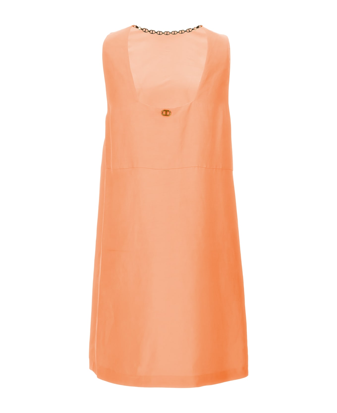 TwinSet Satin Dress With Chain Detail - Pink