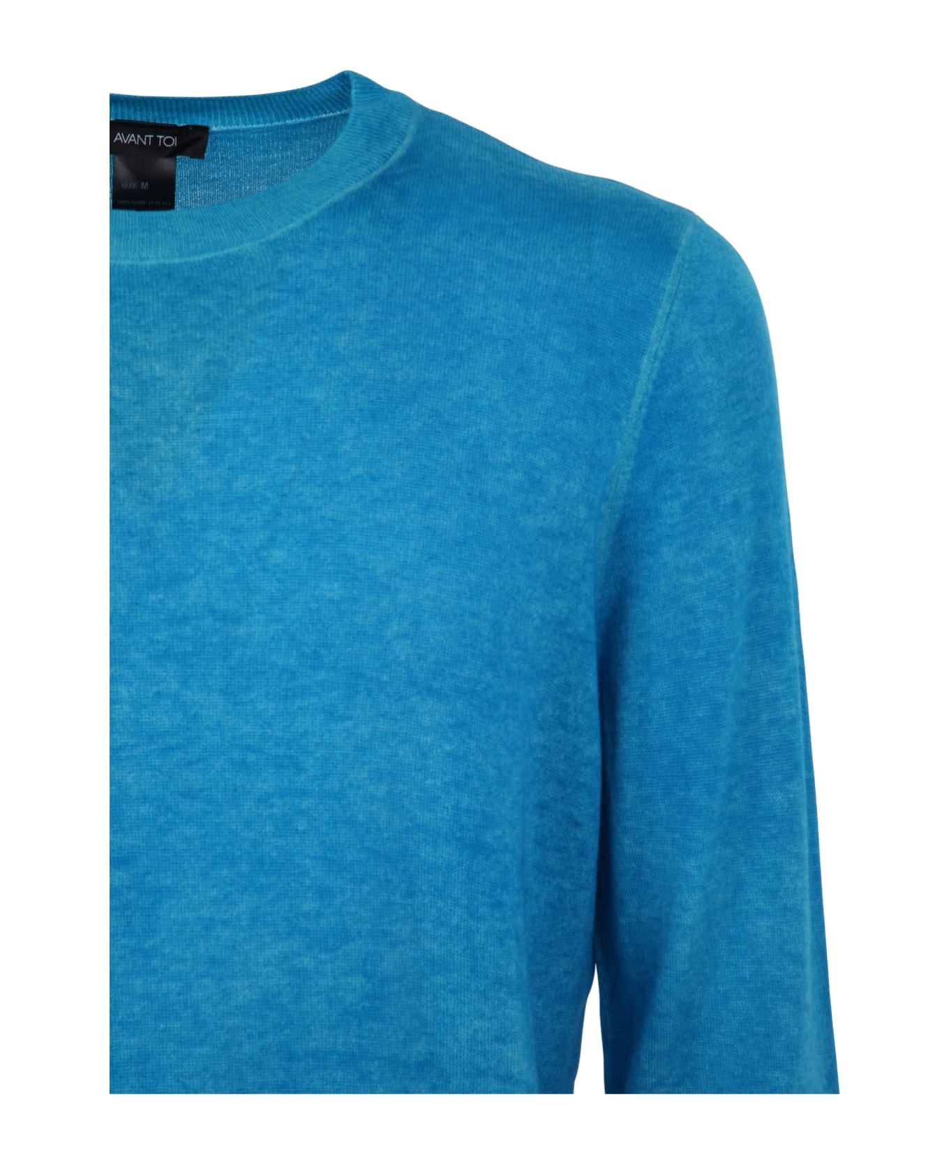 Avant Toi Light Wool Cashmere Round Neck Pullover With Destroyed Edges - Curacao