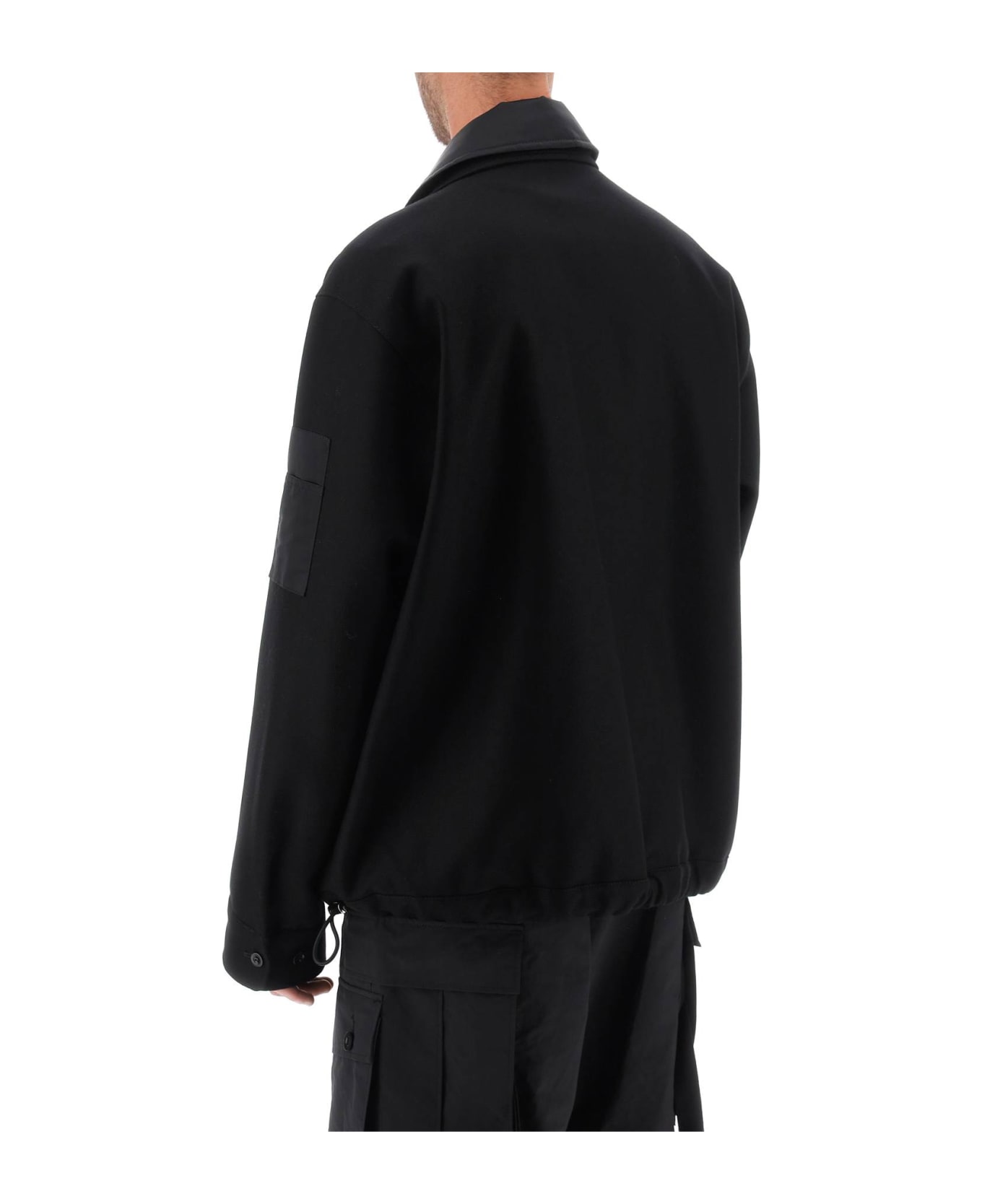 Sacai Melton Wool Blouson Jacket - BLACK