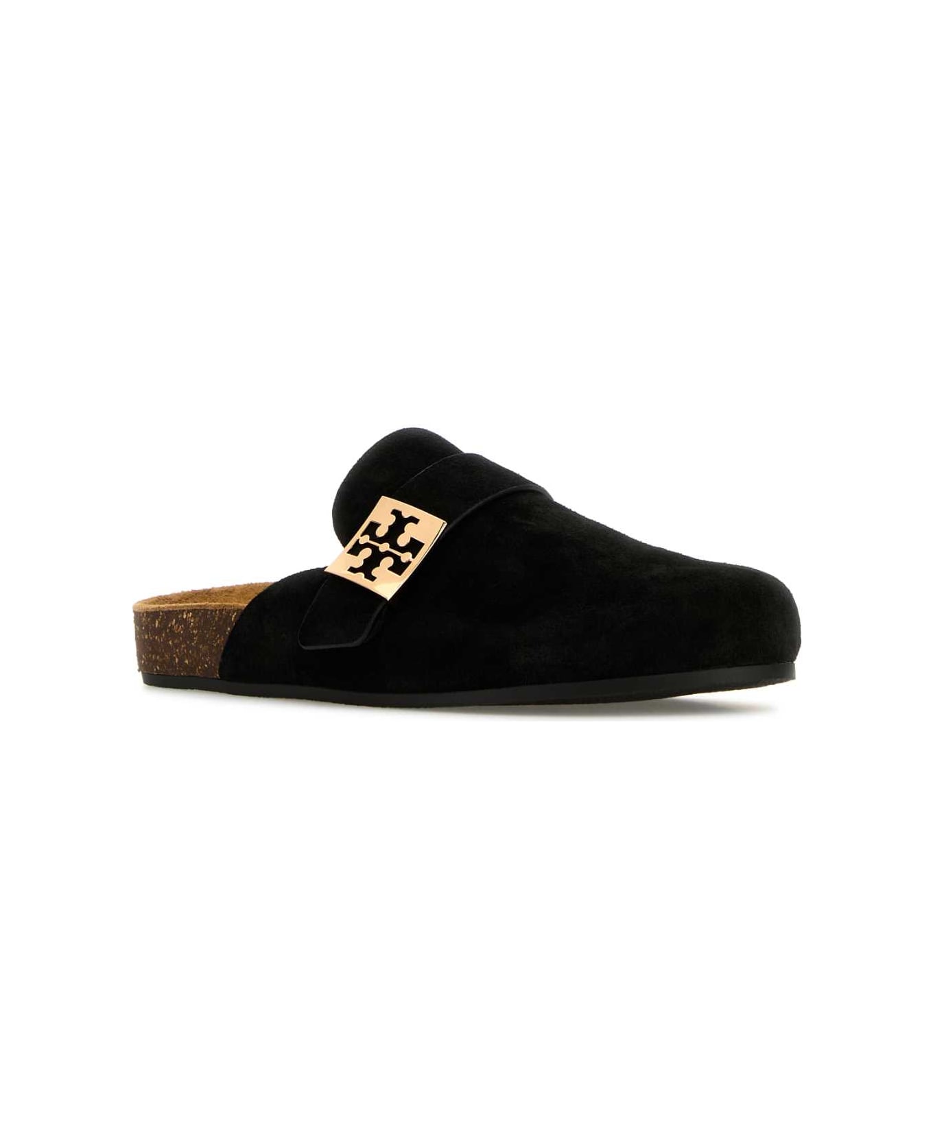 Tory Burch Black Suede Mellow Slippers - PERFECTBLACKGOLD