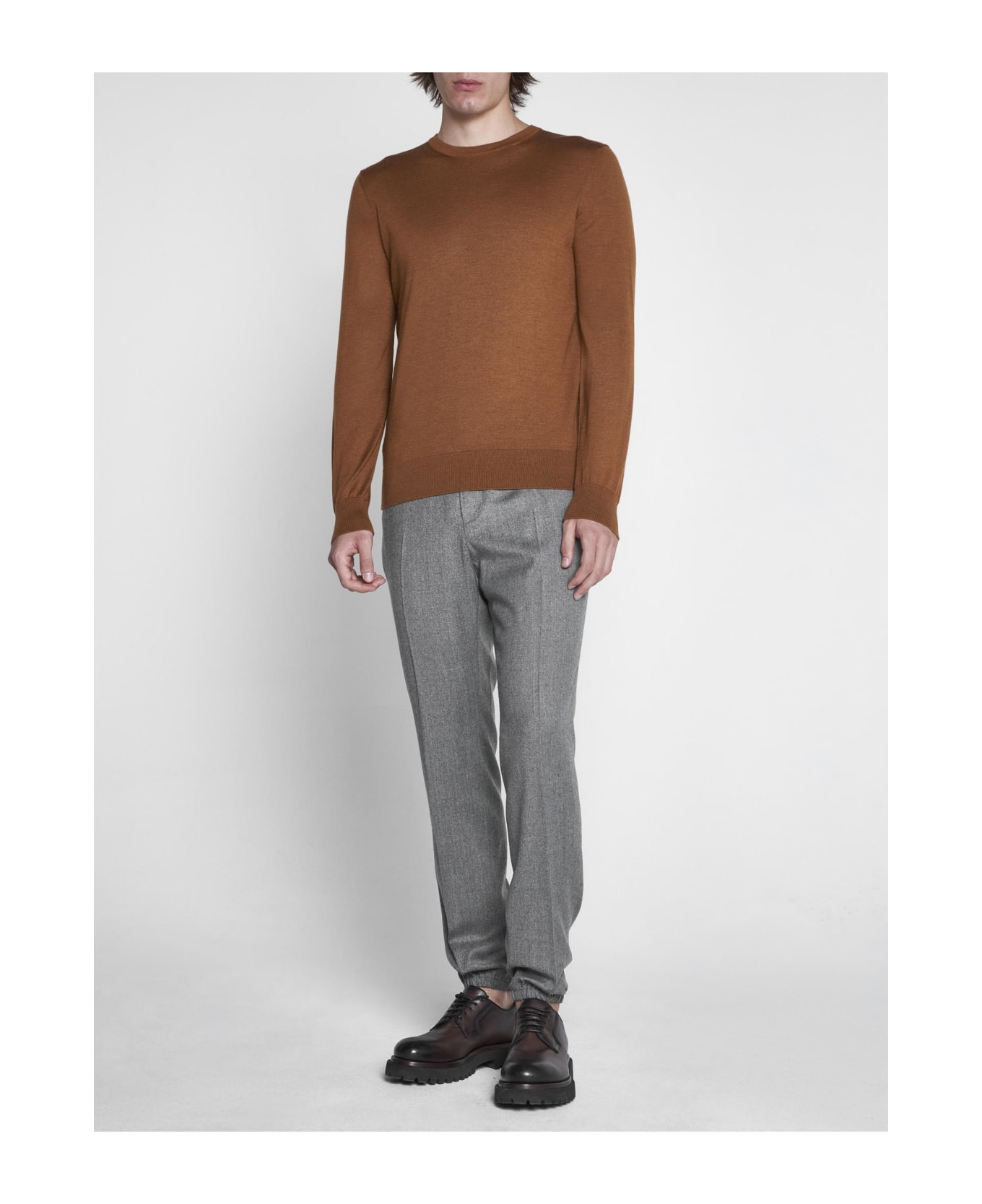 Zegna Cashmere And Silk Sweater - BROWN