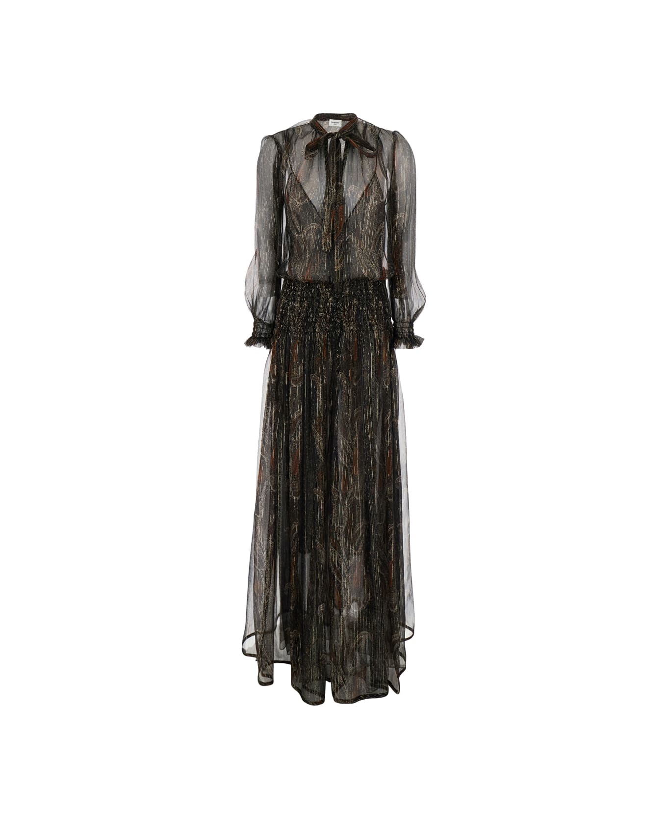 Saint Laurent Printed Silk Blend Long Dress - MULTICOLOREFONCE