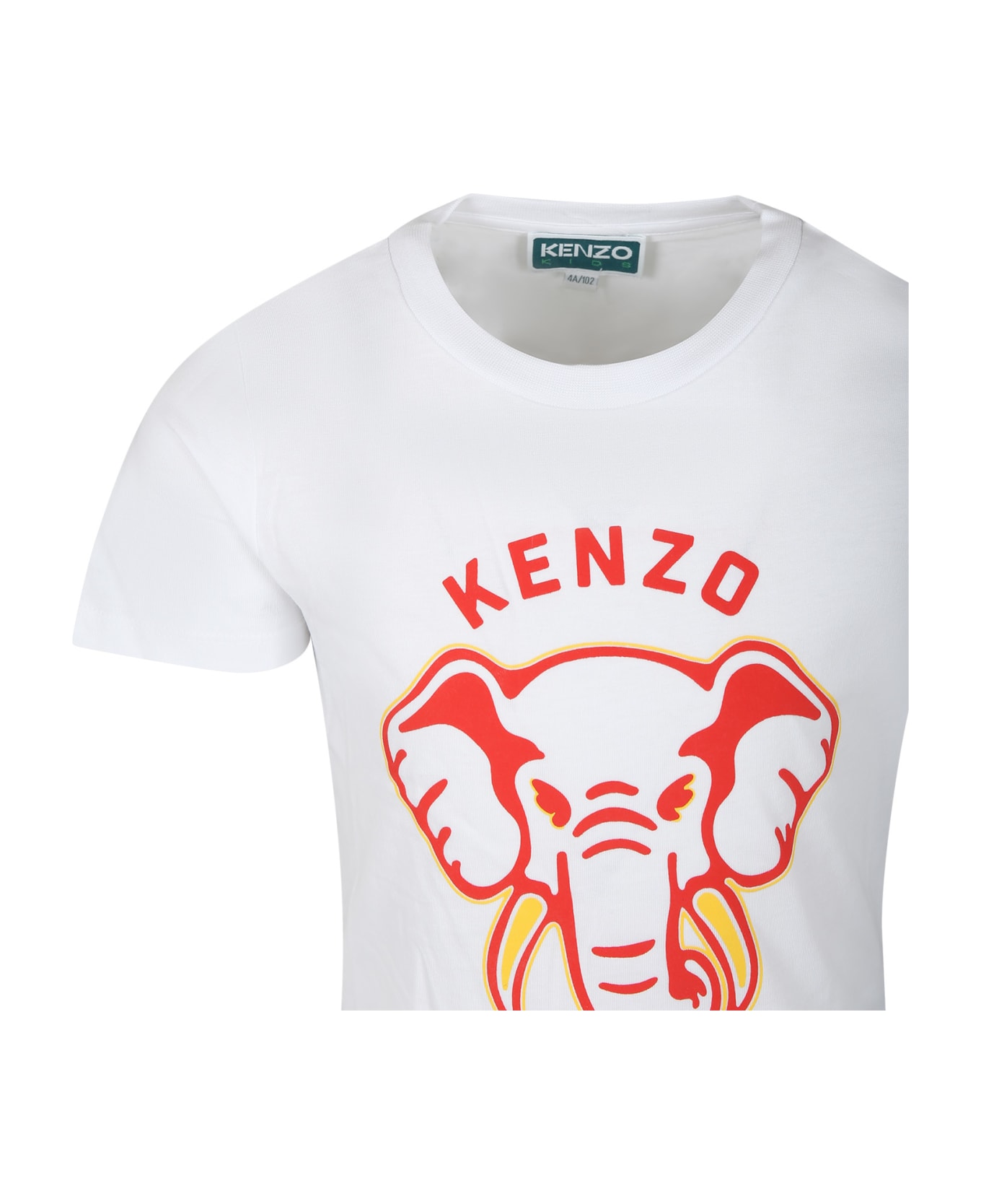 Kenzo Kids White T-shirt For Boy With Iconic Elephant - White Tシャツ＆ポロシャツ