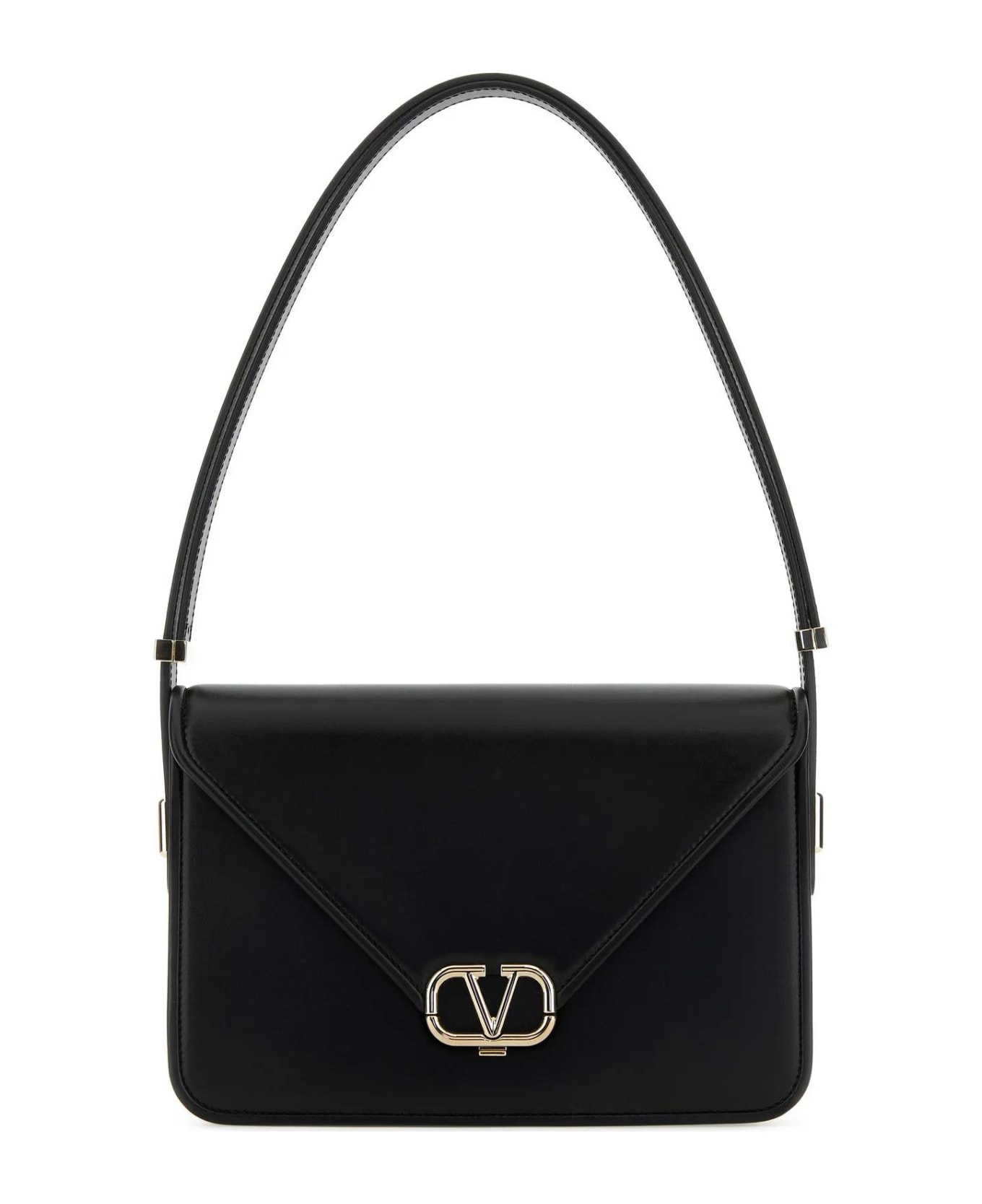 Valentino Garavani Black Leather Vlogo Shoulder Bag - Black