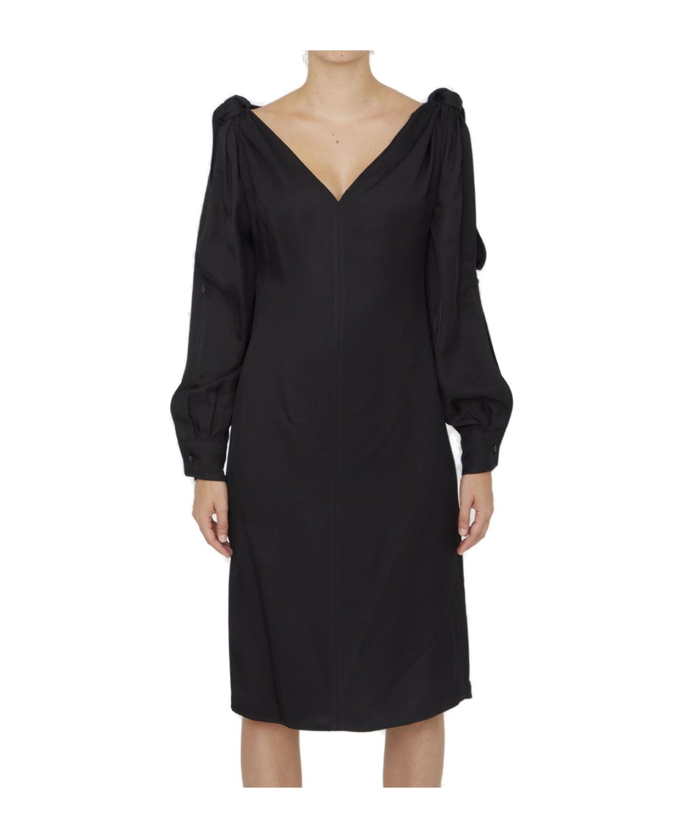 Bottega Veneta Viscose Midi Dress - Black ワンピース＆ドレス