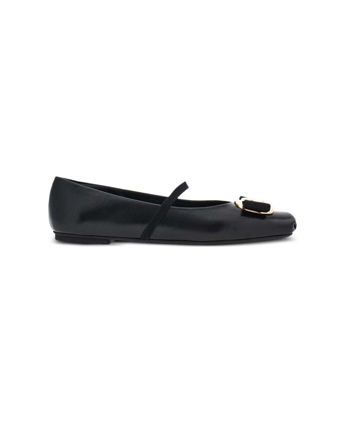 Ferragamo Vara Leather Ballets - Black